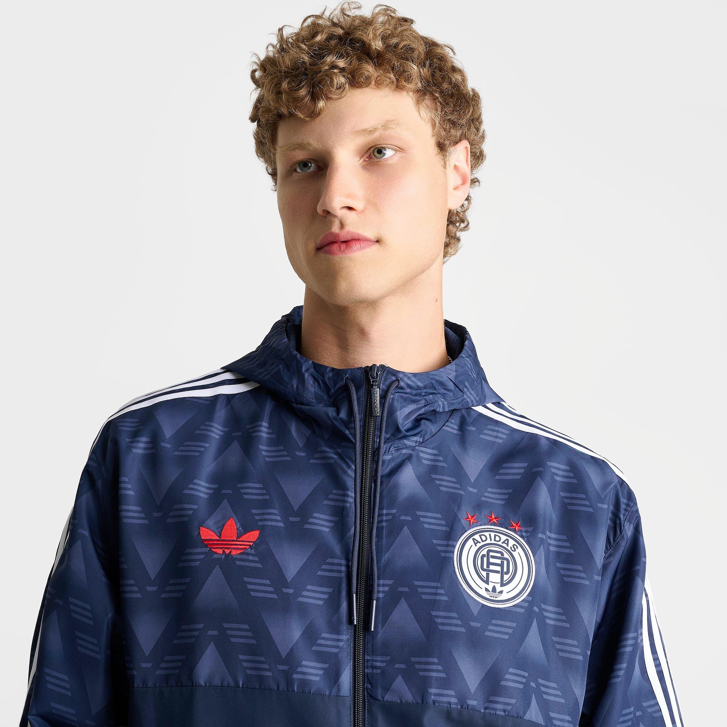Men's adidas Originals Jacquard Print Soccer Lifestyle Windbreaker Jacket
