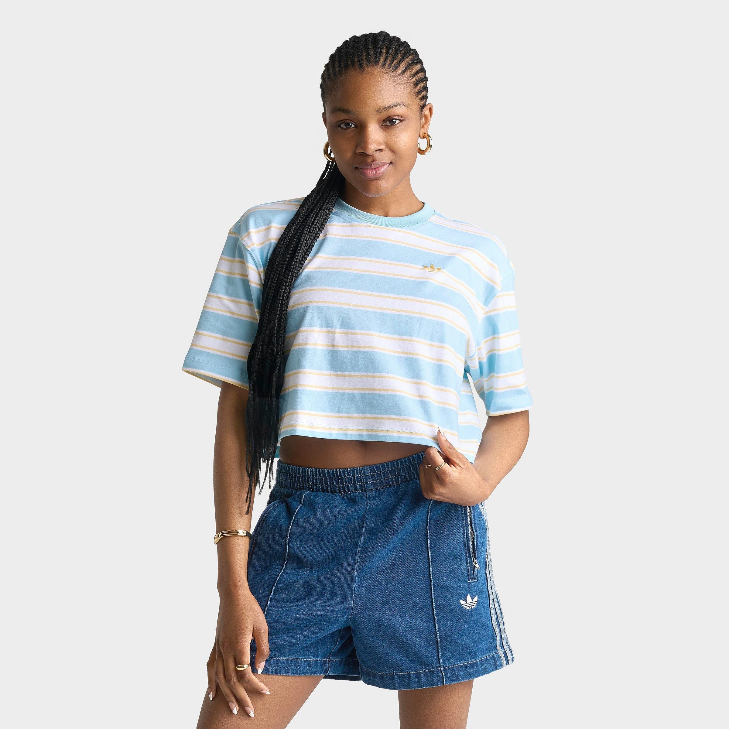 Women's adidas Originals Striped Oversized Cropped T-Shirt