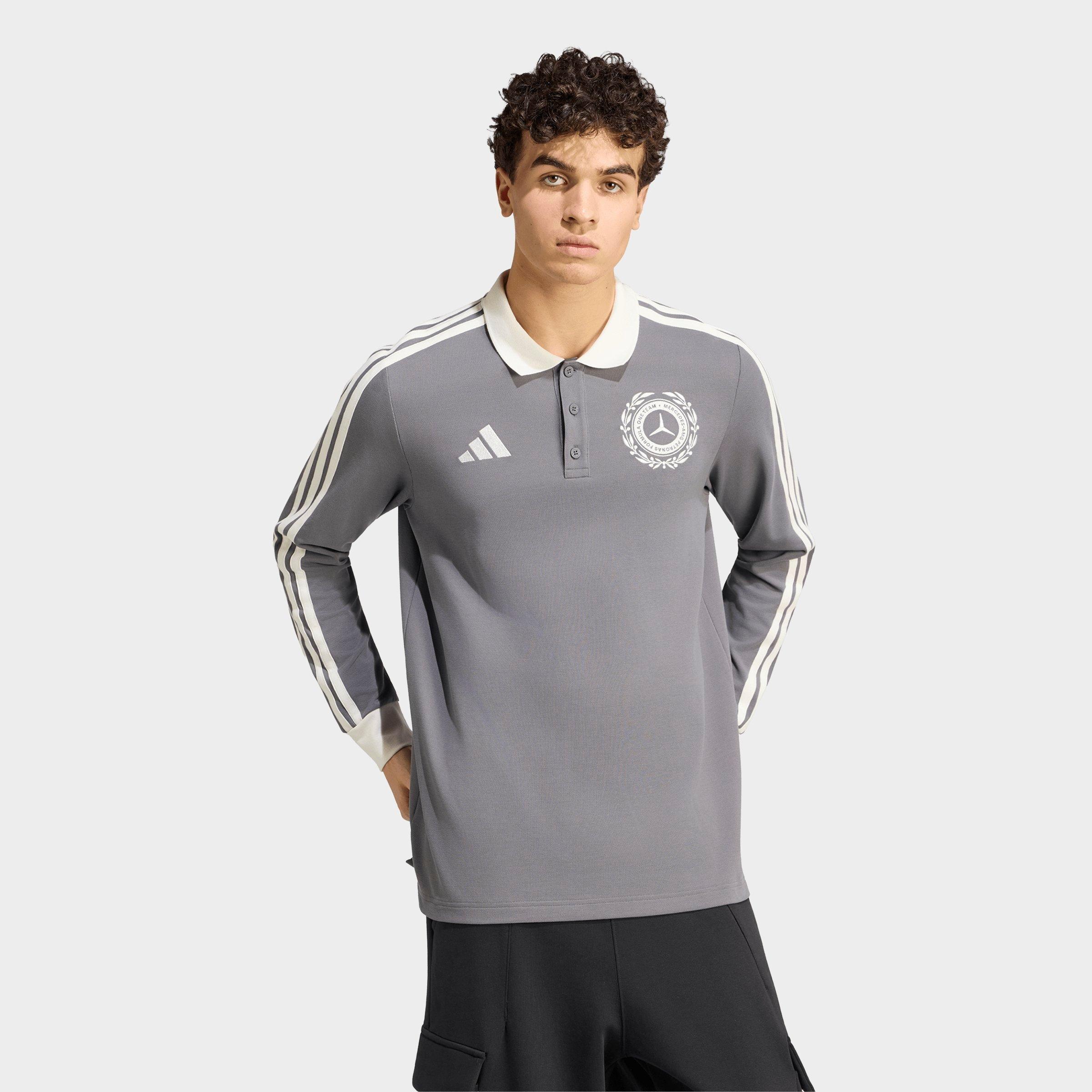 Men's adidas Mercedes-AMG Petronas F1 Team Silver Arrows Icon Long-Sleeve Polo Shirt