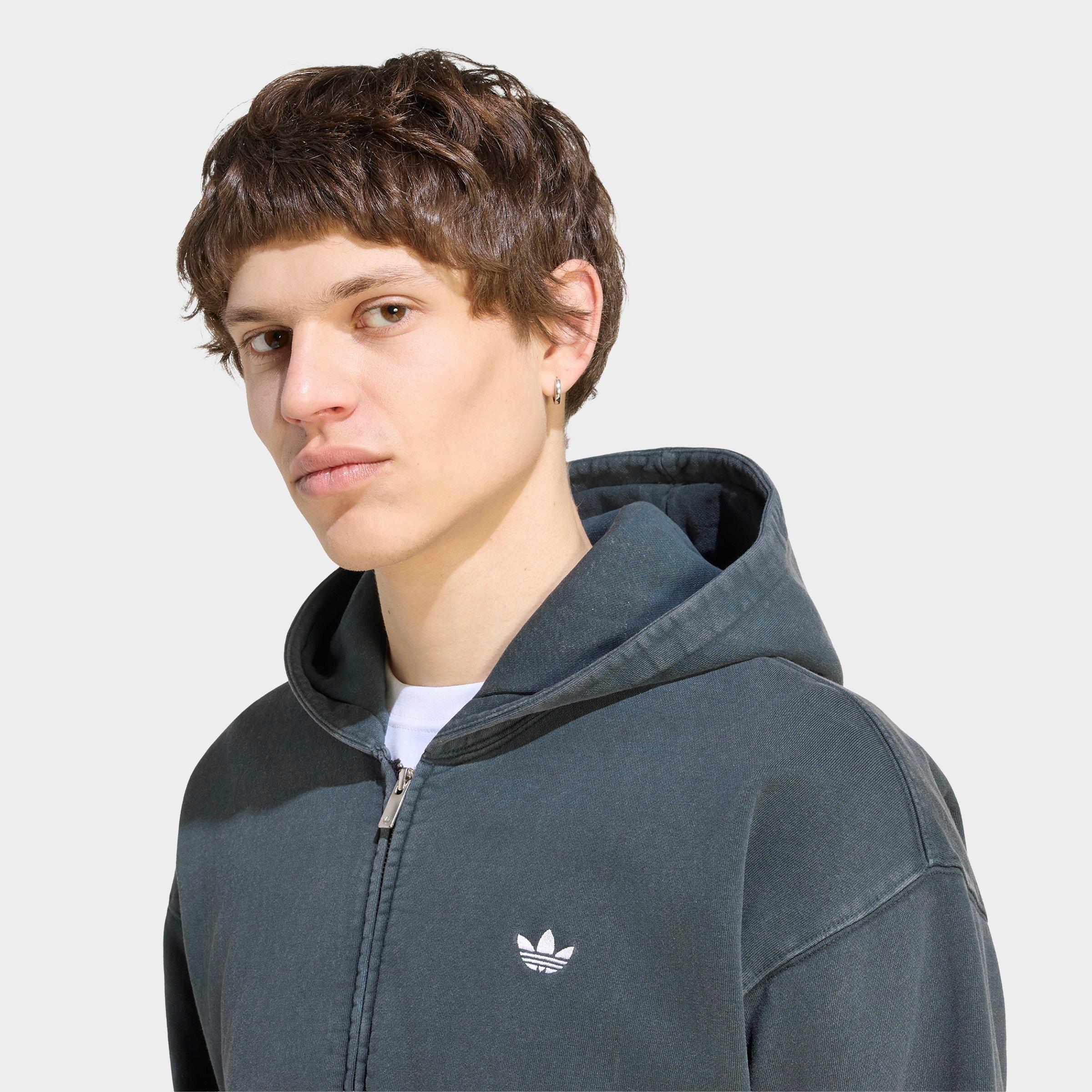 Men's adidas Originals Trefoil Essentials Washed Loose Full-Zip Hoodie