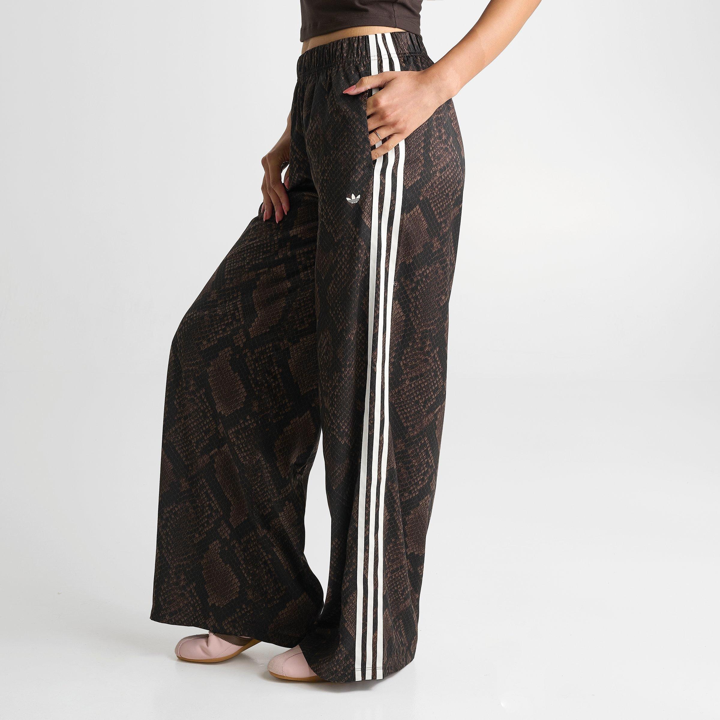 Women's adidas Originals Satin Snake Print Wide Leg Track Pants