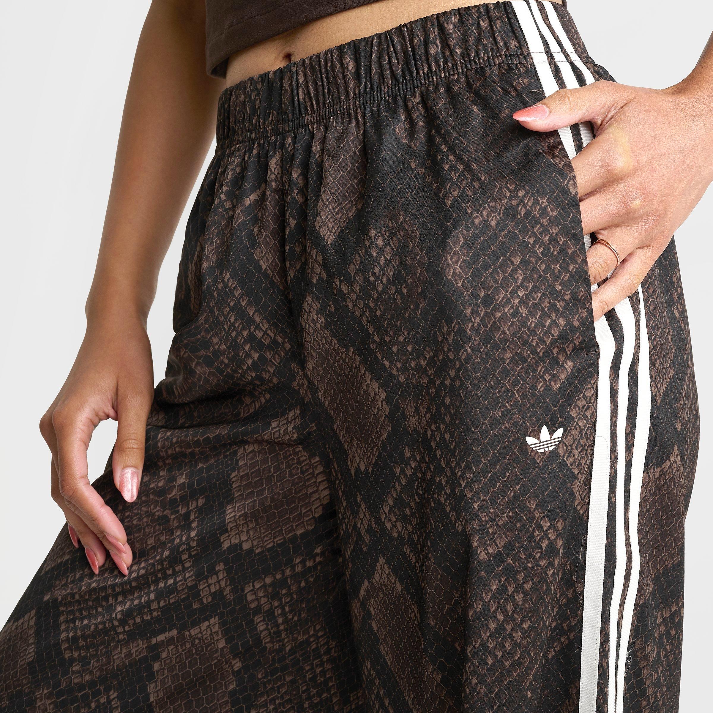 Women's adidas Originals Satin Snake Print Wide Leg Track Pants