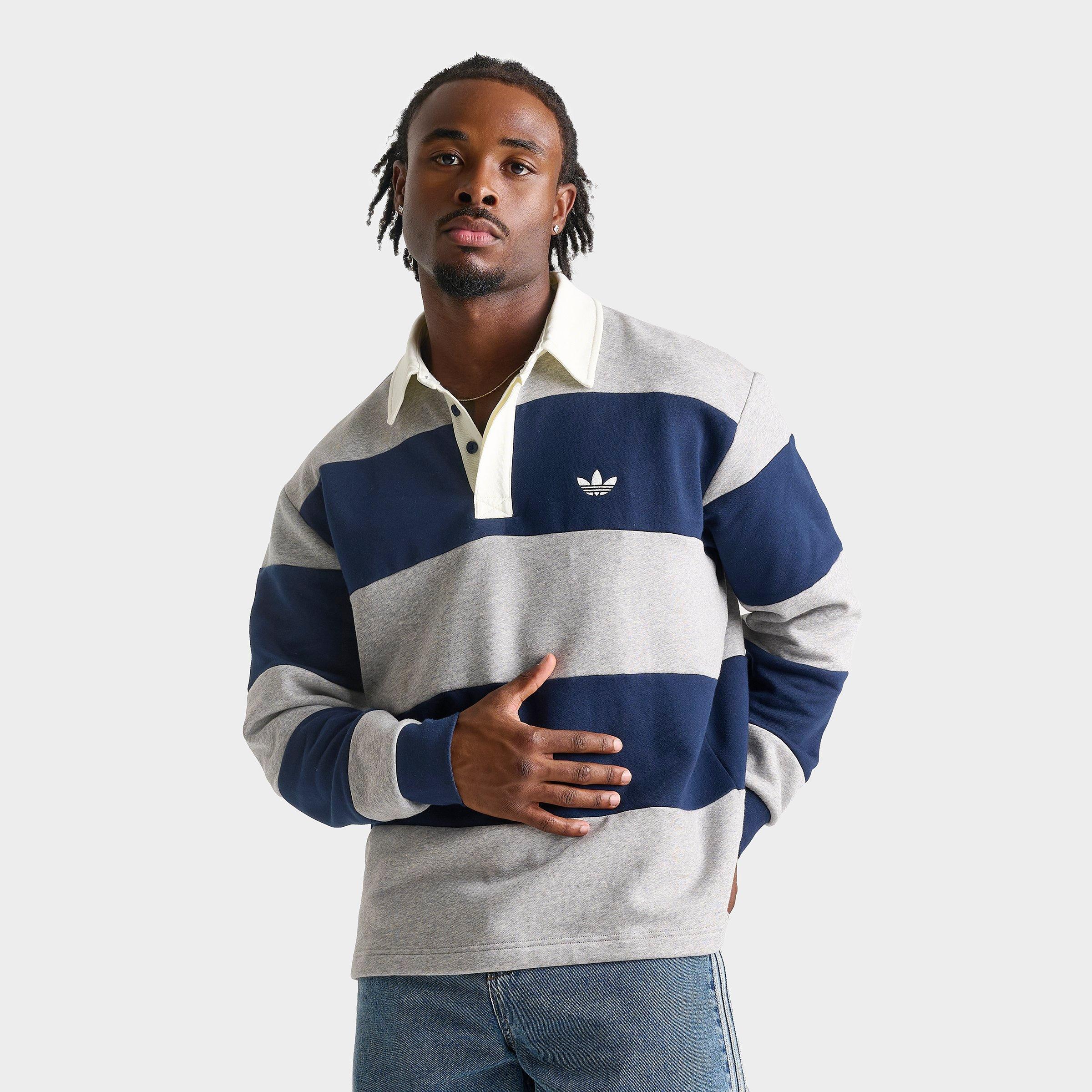 Men's adidas Originals Panel Cut Striped Rugby Shirt
