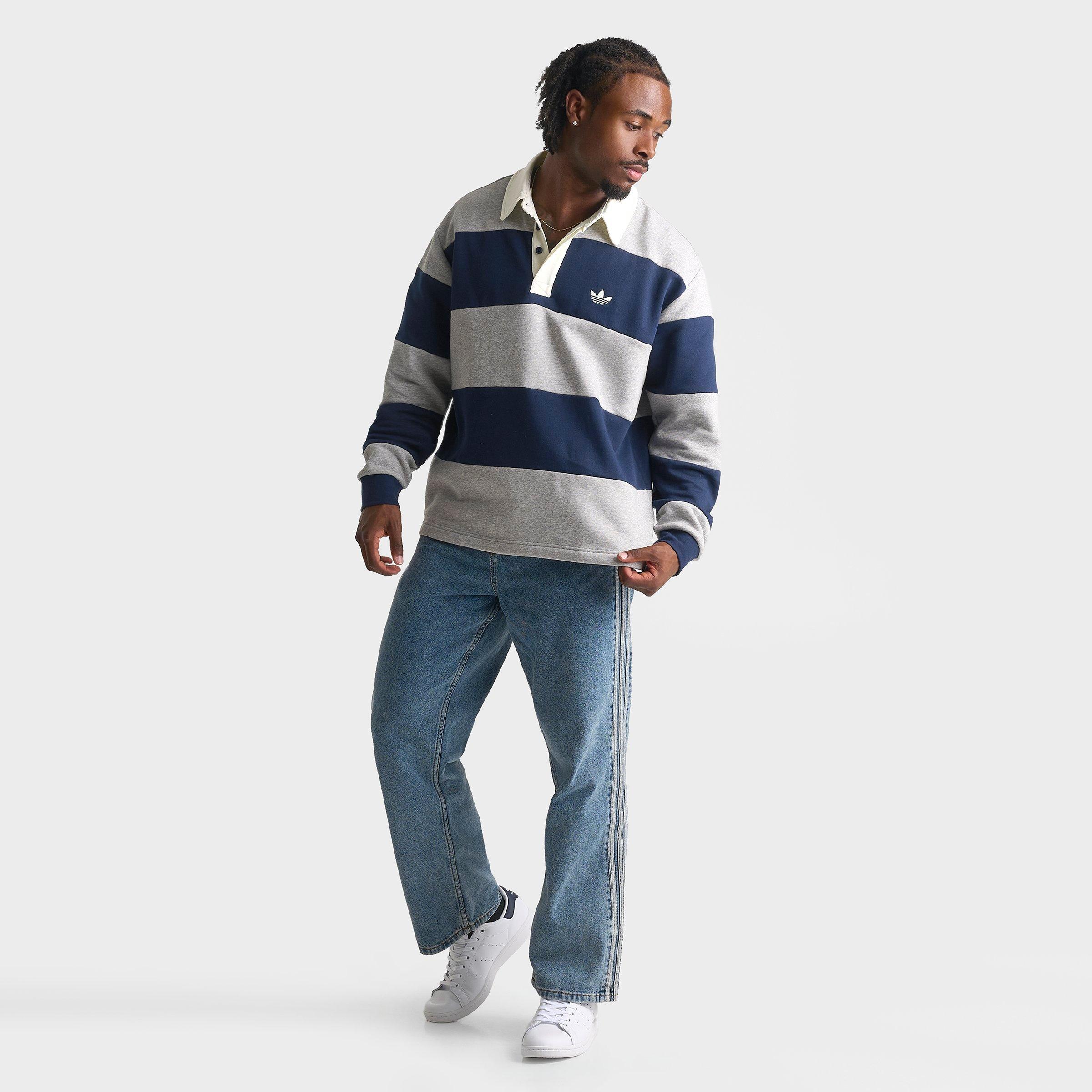 Men's adidas Originals Panel Cut Striped Rugby Shirt