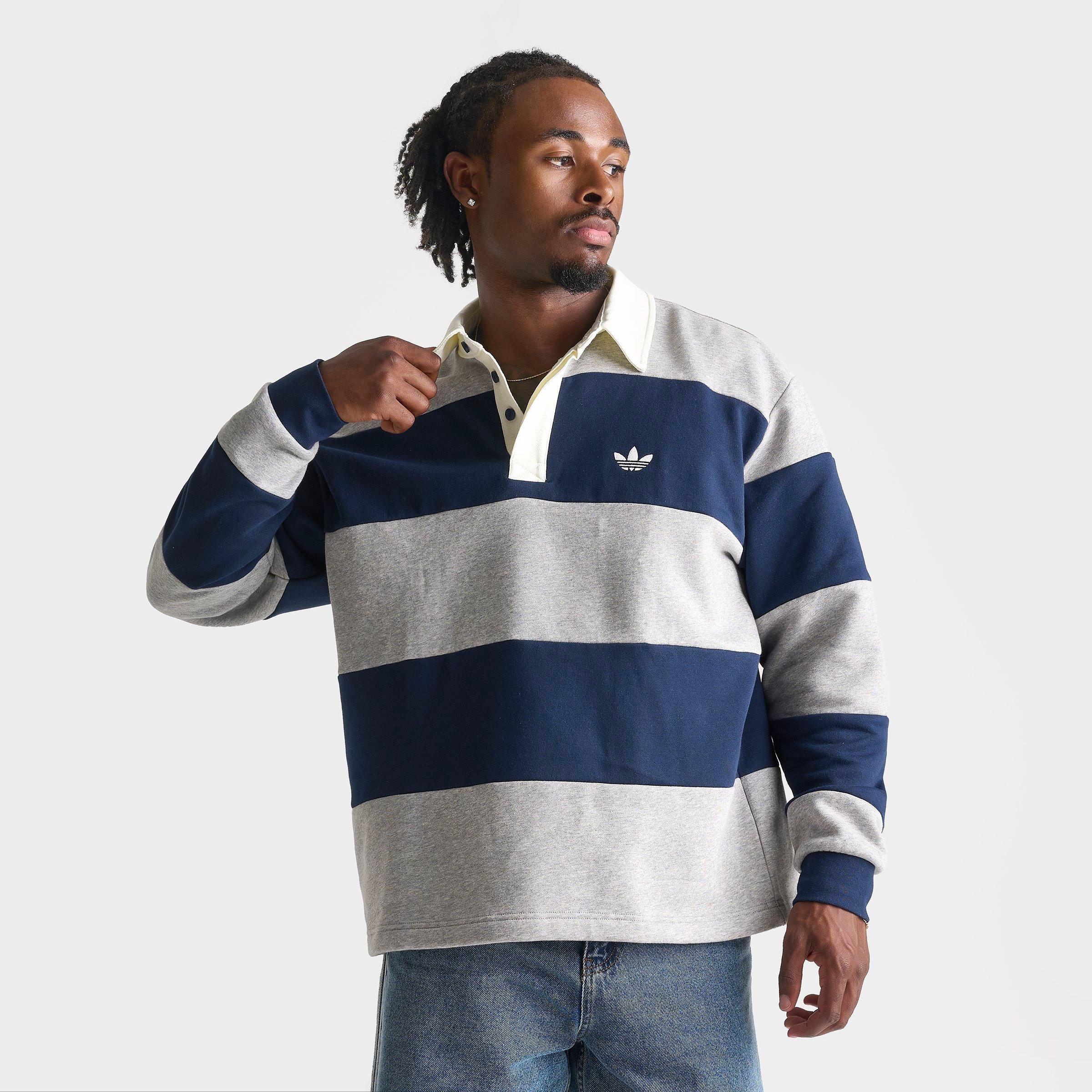 Men's adidas Originals Panel Cut Striped Rugby Shirt