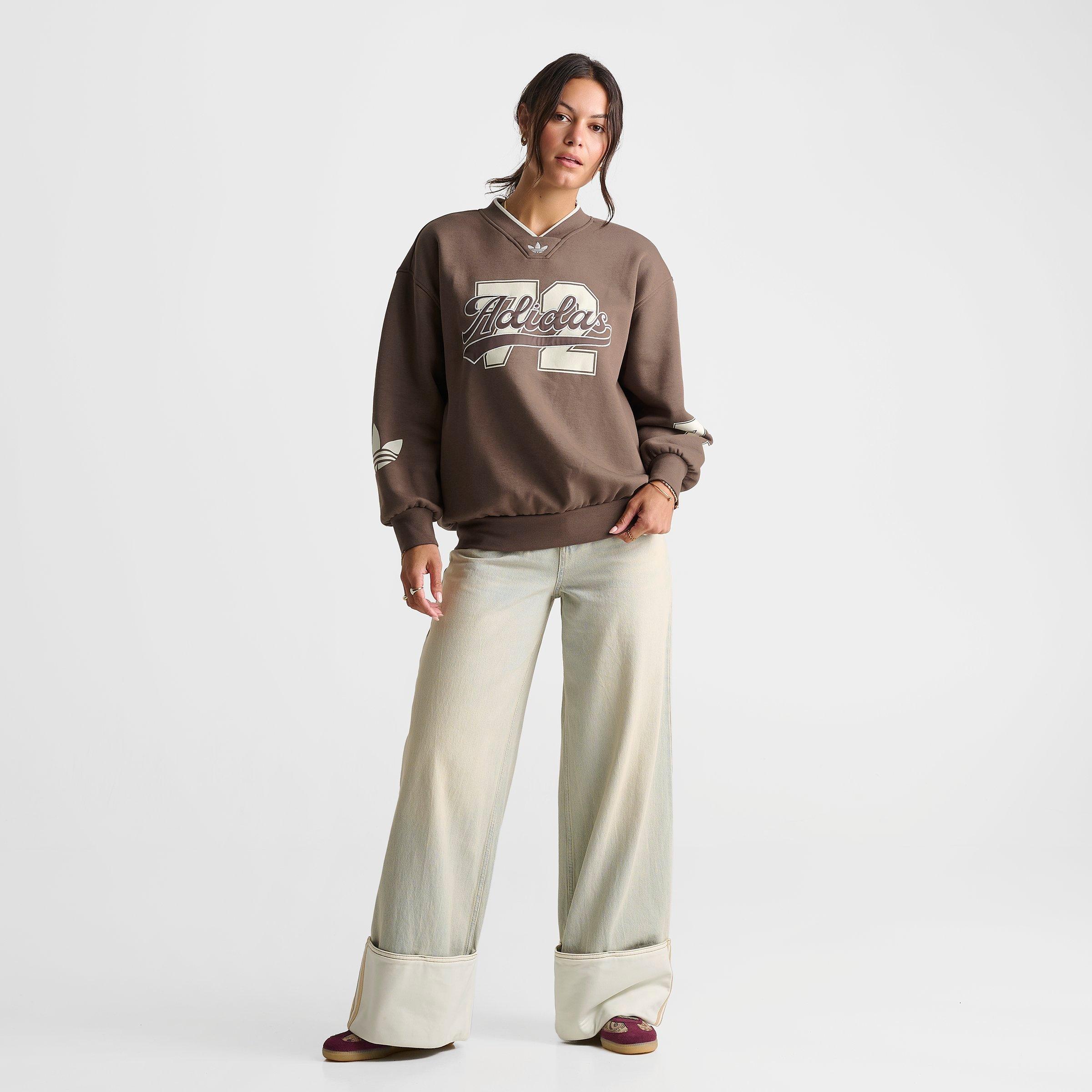 Women's adidas Originals V-Neck Baseball Crew Sweatshirt