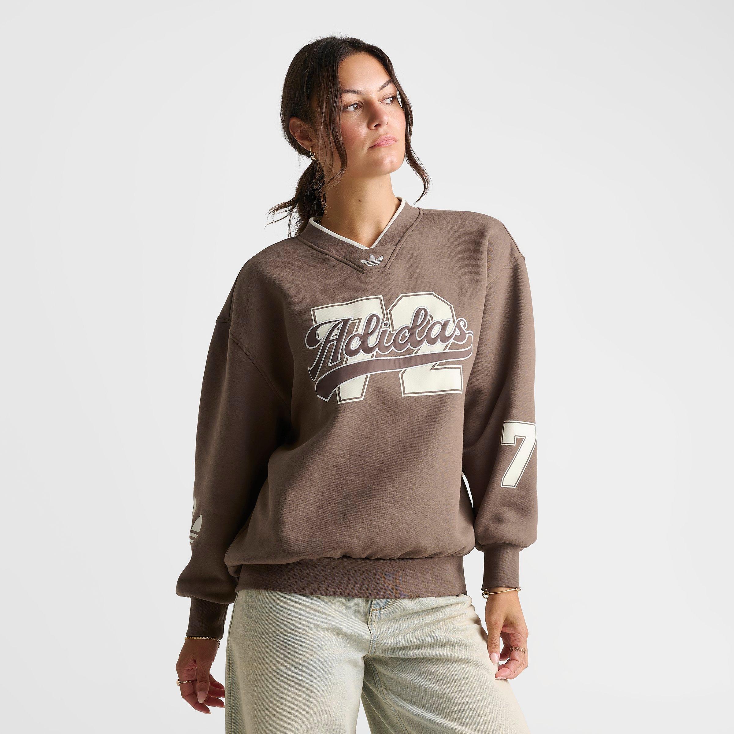 Women's adidas Originals V-Neck Baseball Crew Sweatshirt