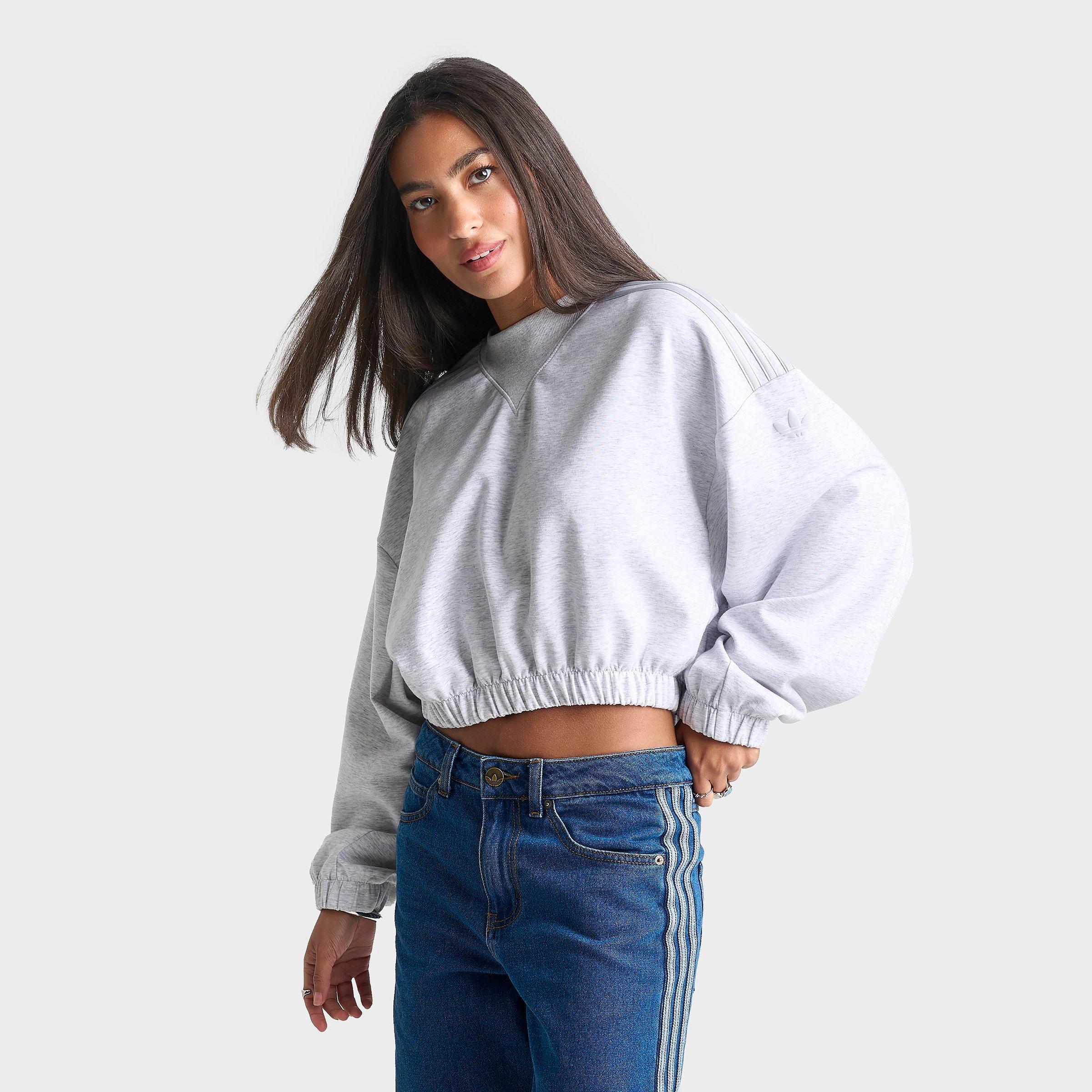Women's adidas Originals Aura Spacer Oversized Cropped Crewneck Sweatshirt