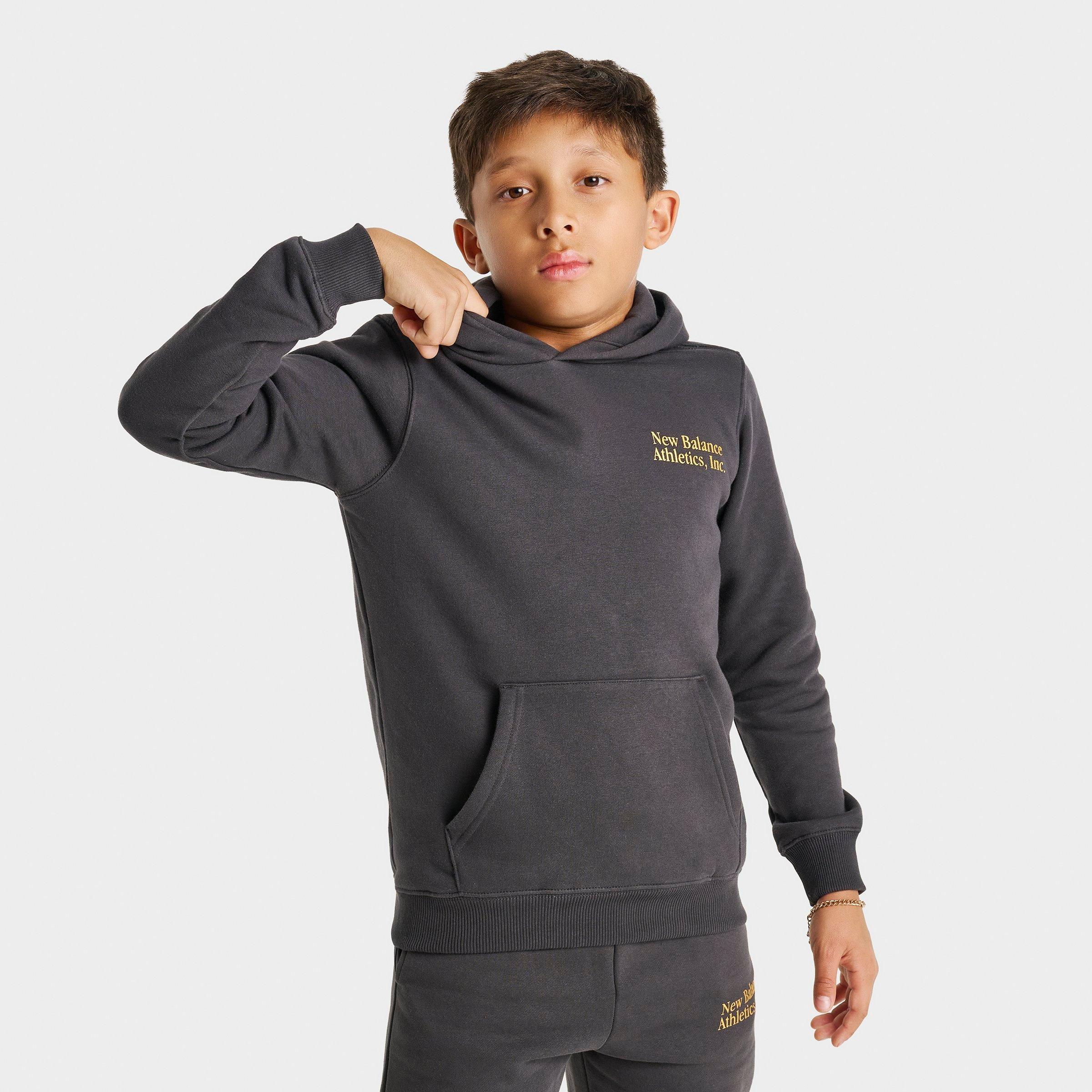 Big Kids' New Balance Linear Logo Overlay Pullover Hoodie