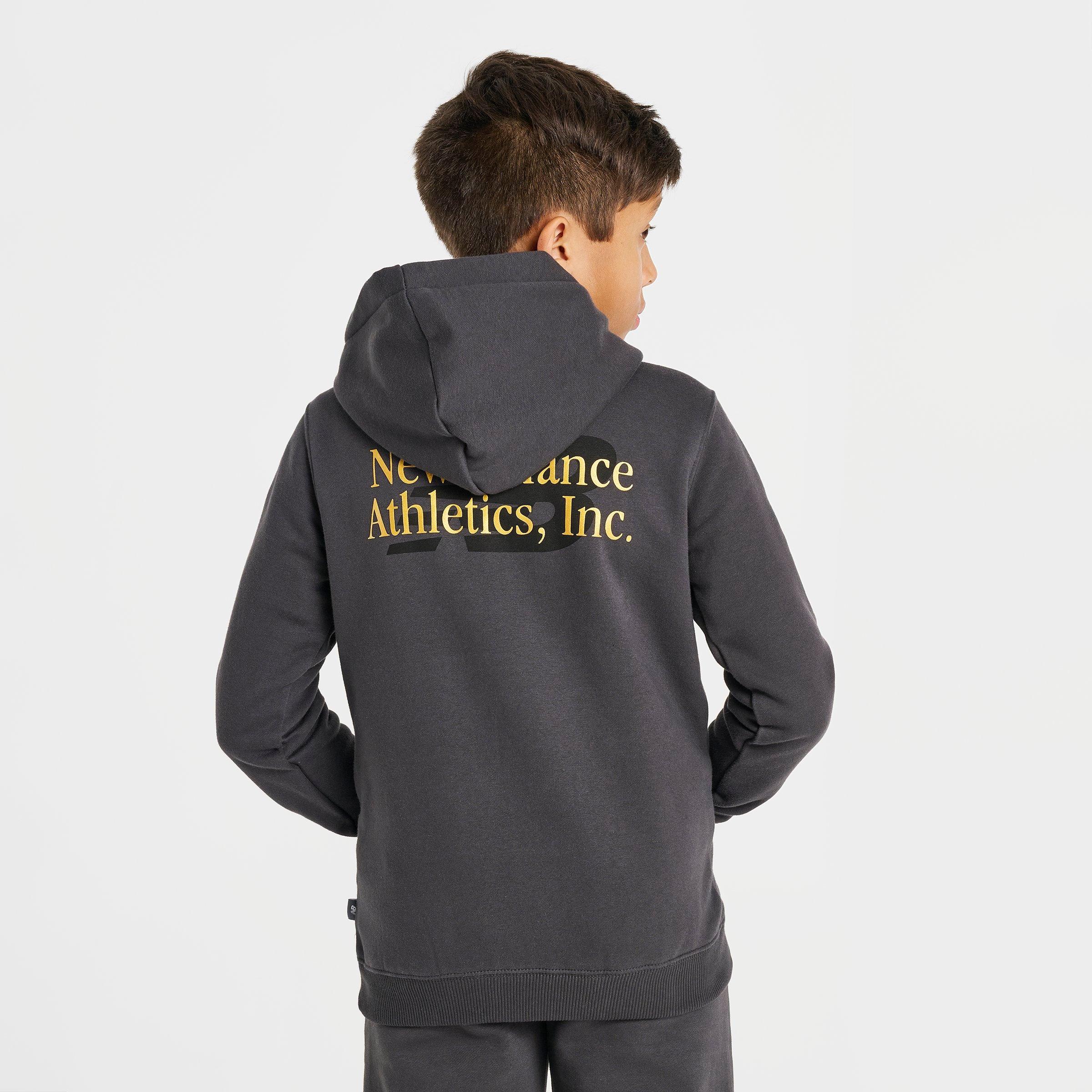 Big Kids' New Balance Linear Logo Overlay Pullover Hoodie