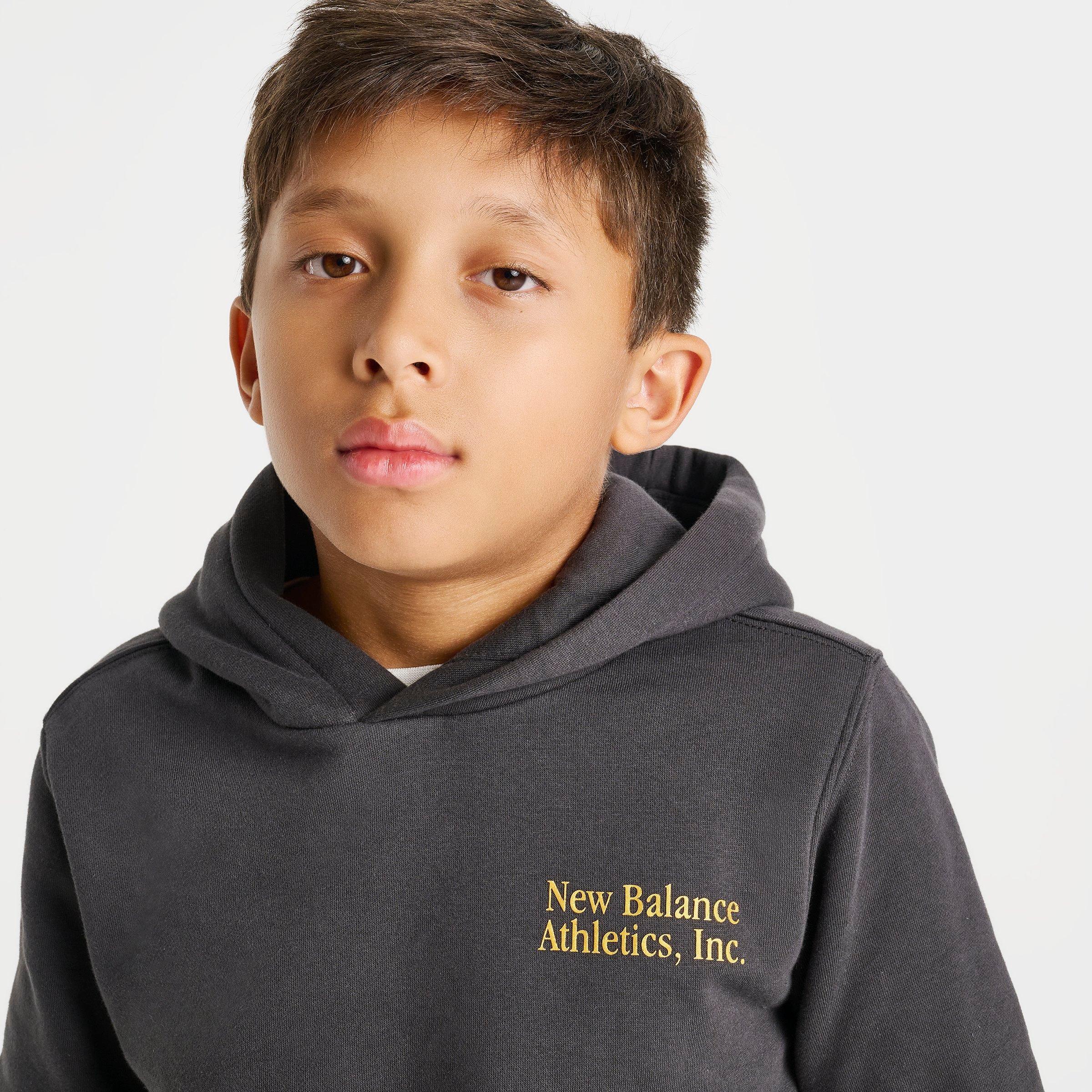 Big Kids' New Balance Linear Logo Overlay Pullover Hoodie
