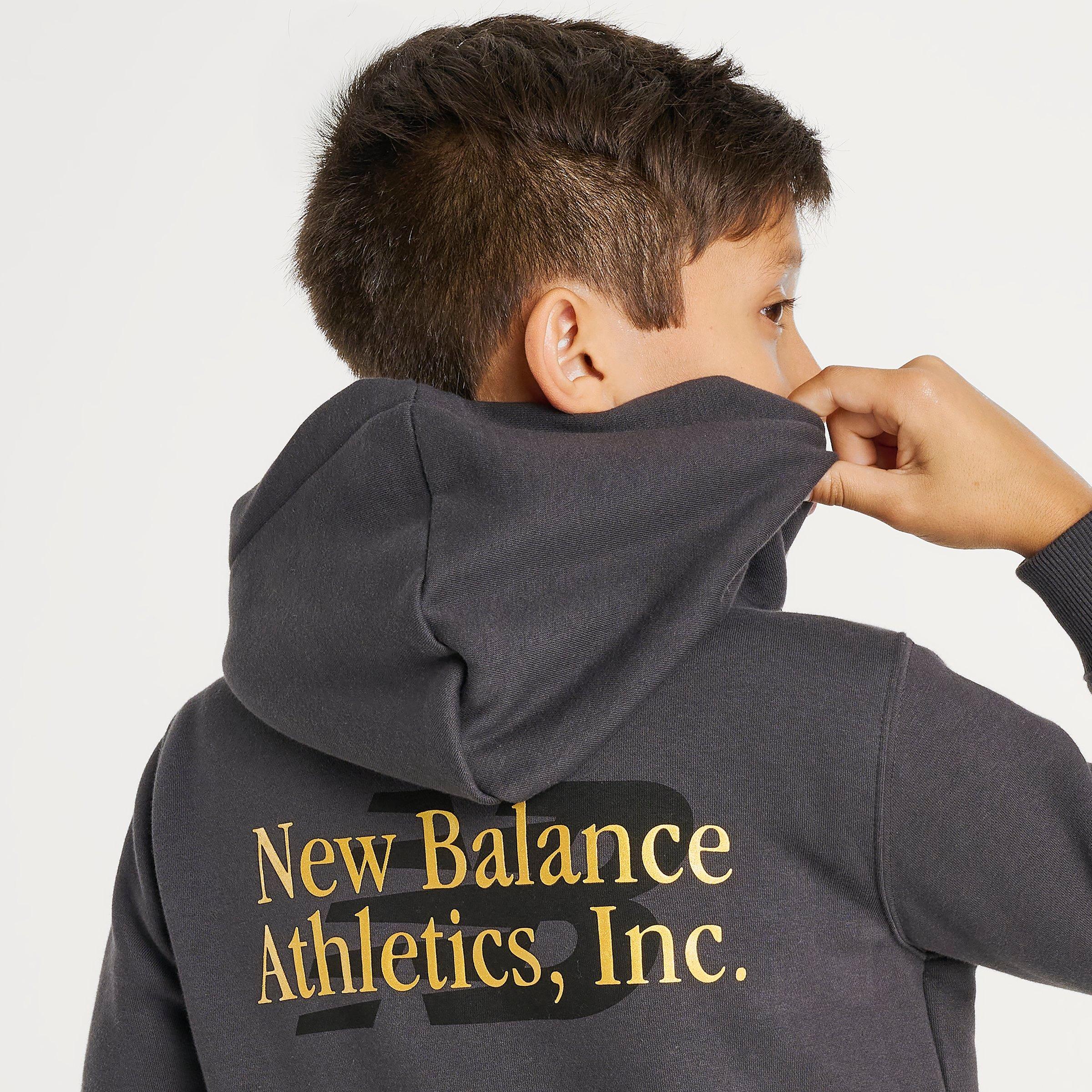 Big Kids' New Balance Linear Logo Overlay Pullover Hoodie