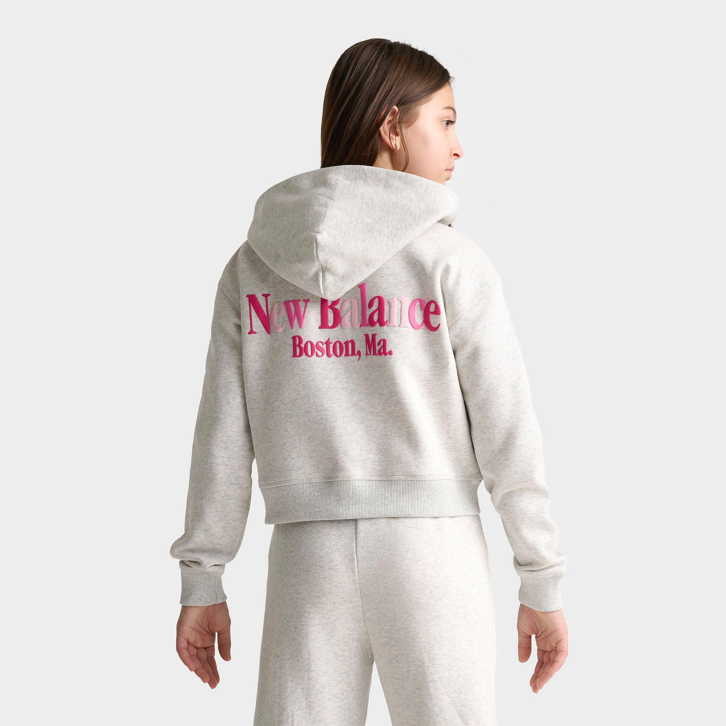 Girls' Big Kids' New Balance Tricolor Cropped Full-Zip Hoodie