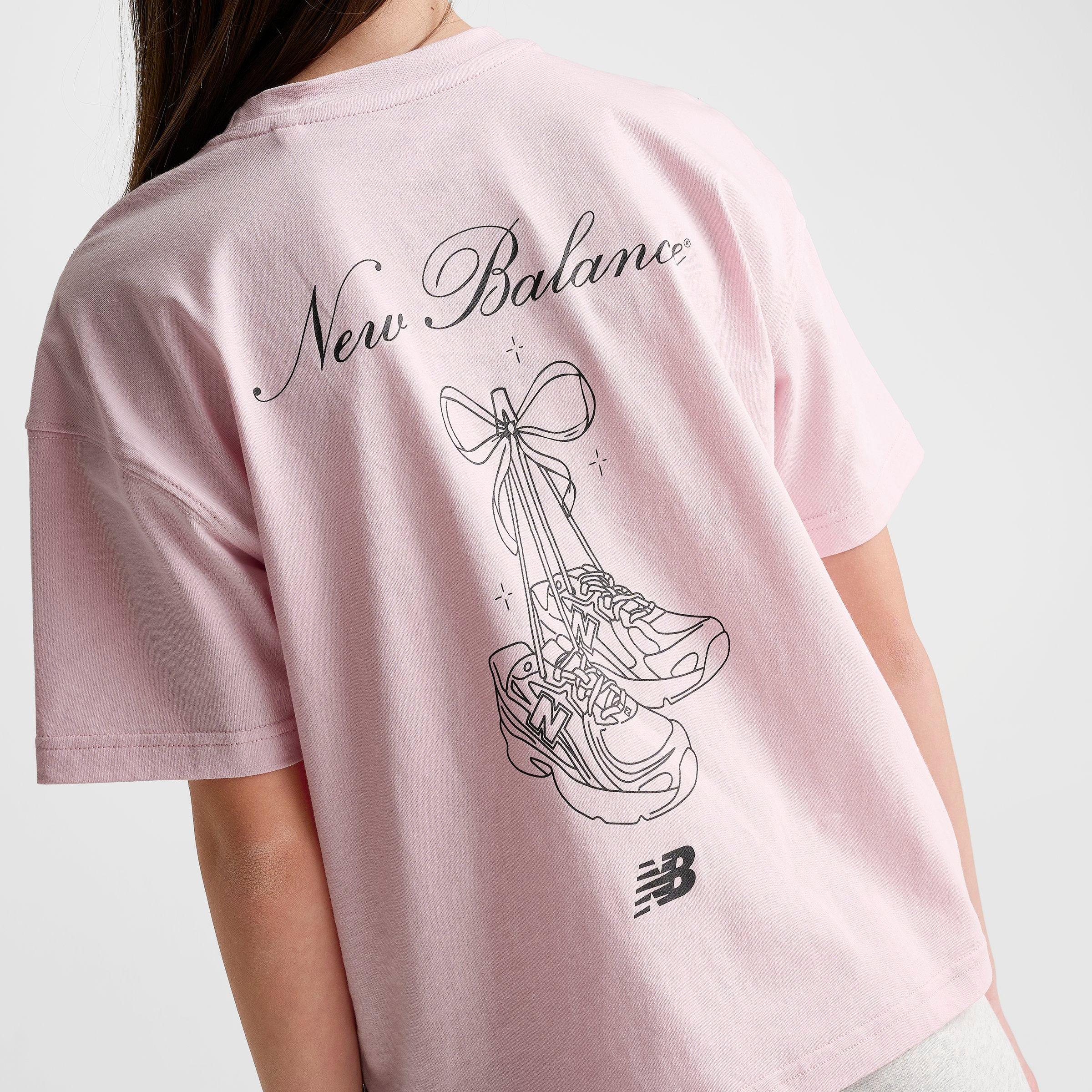Girls' Big Kids' New Balance Bow Shoelace Graphic Boyfriend T-Shirt