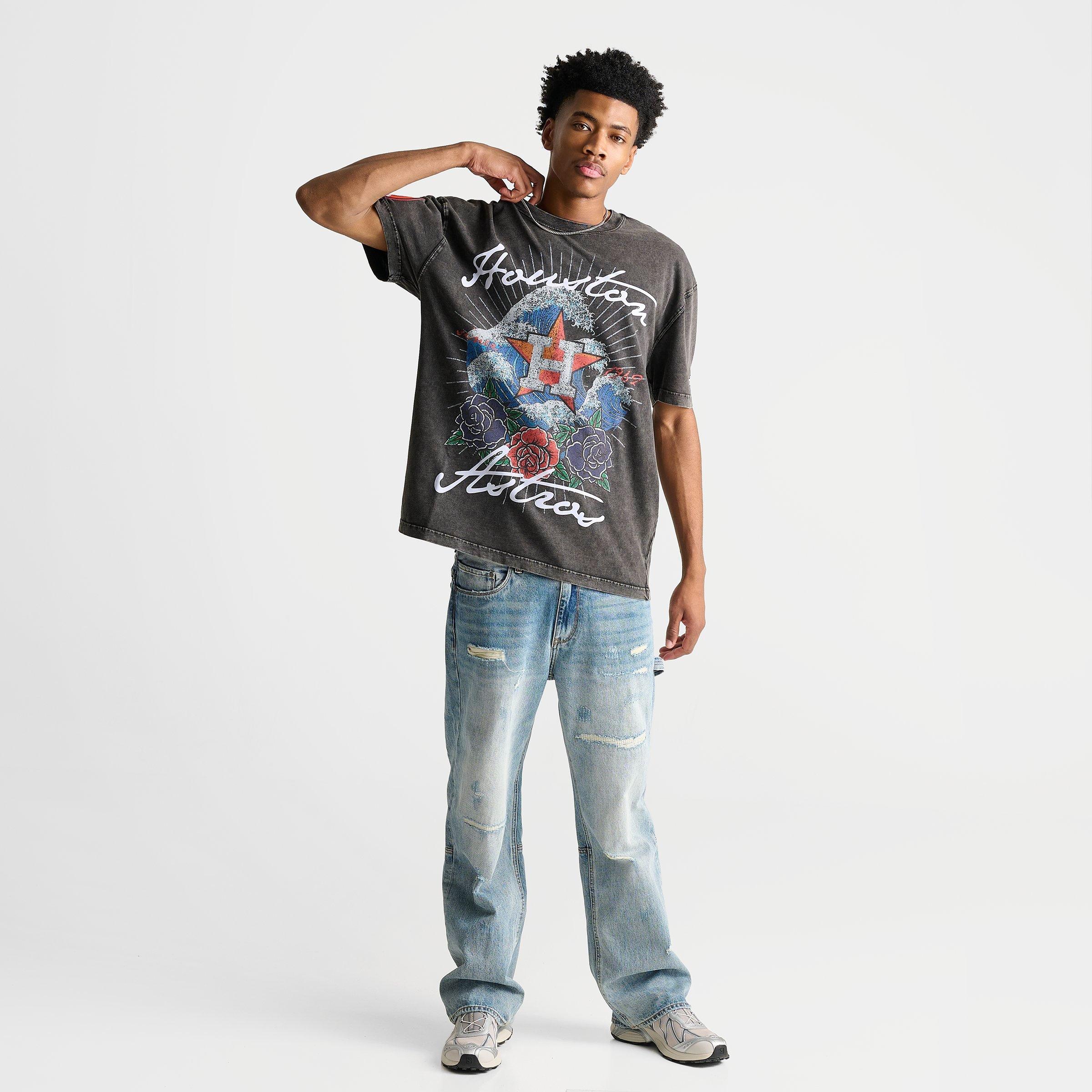 Men's Pro Standard Houston Astros MLB Wave And Roses Graphic T-Shirt