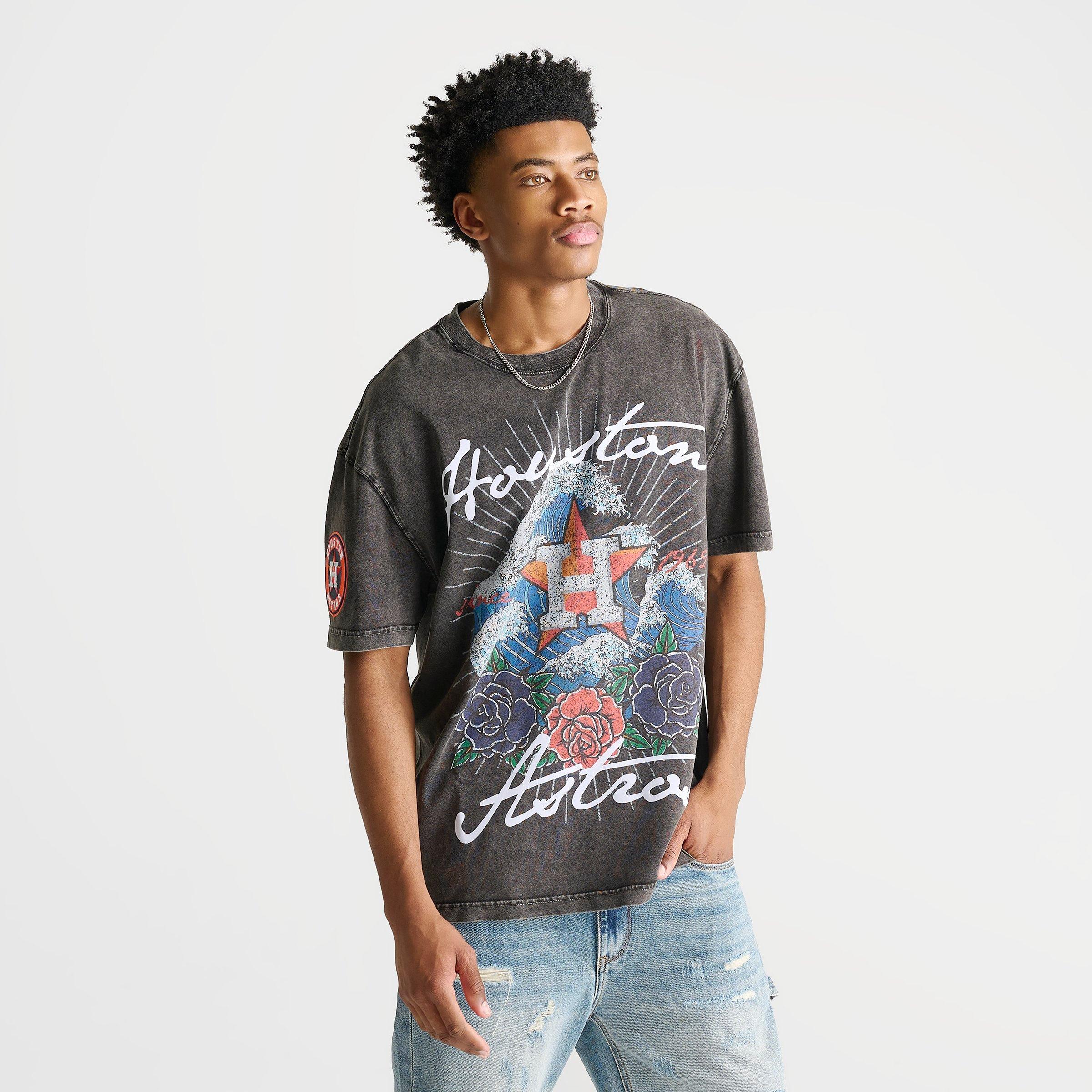 Men's Pro Standard Houston Astros MLB Wave And Roses Graphic T-Shirt