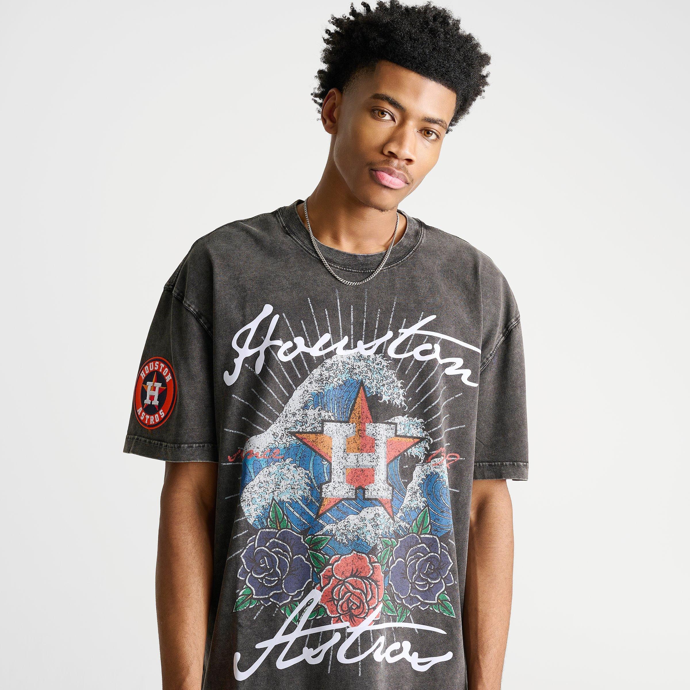 Men's Pro Standard Houston Astros MLB Wave And Roses Graphic T-Shirt