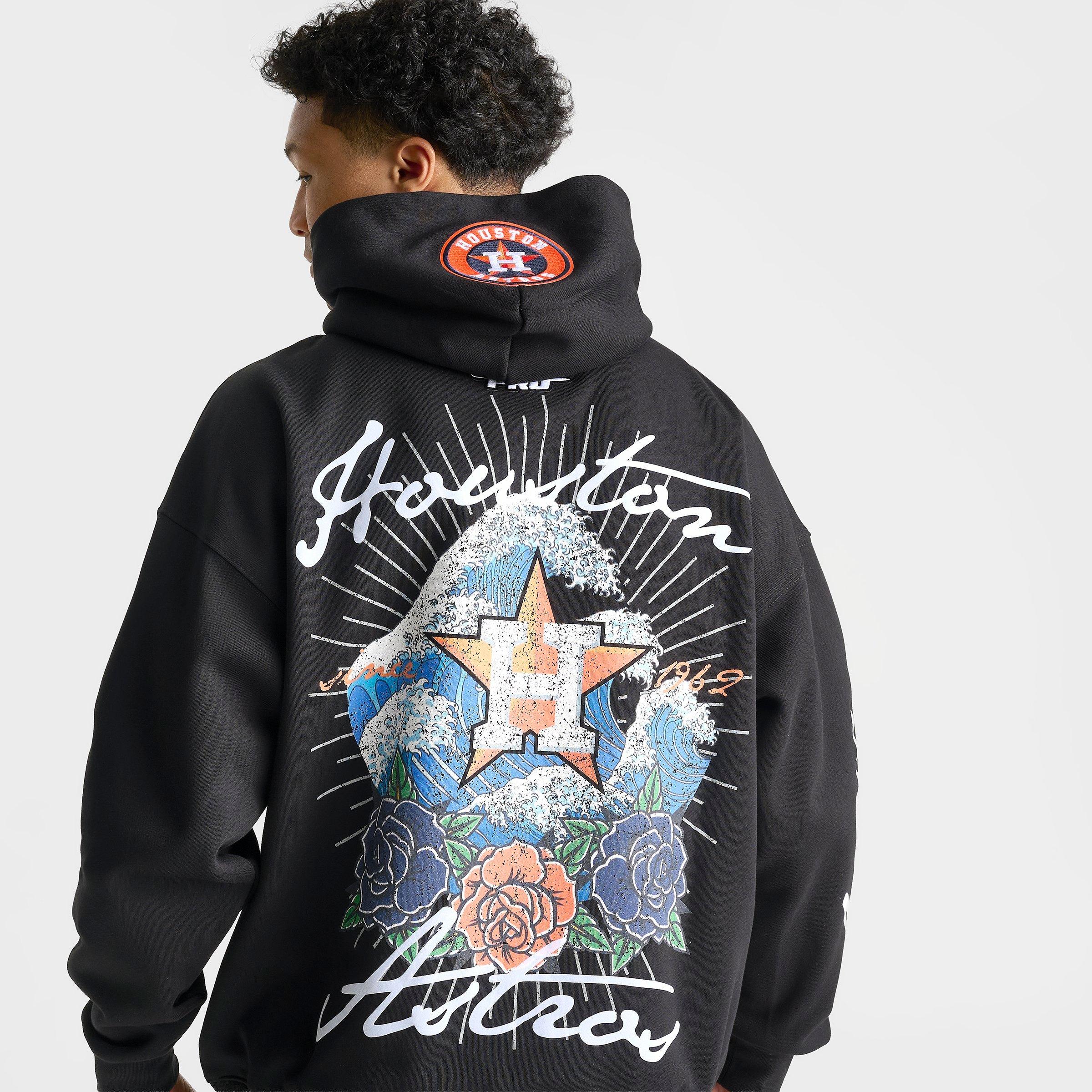 Men's Pro Standard Houston Astros MLB Wave And Roses Graphic Pullover Hoodie