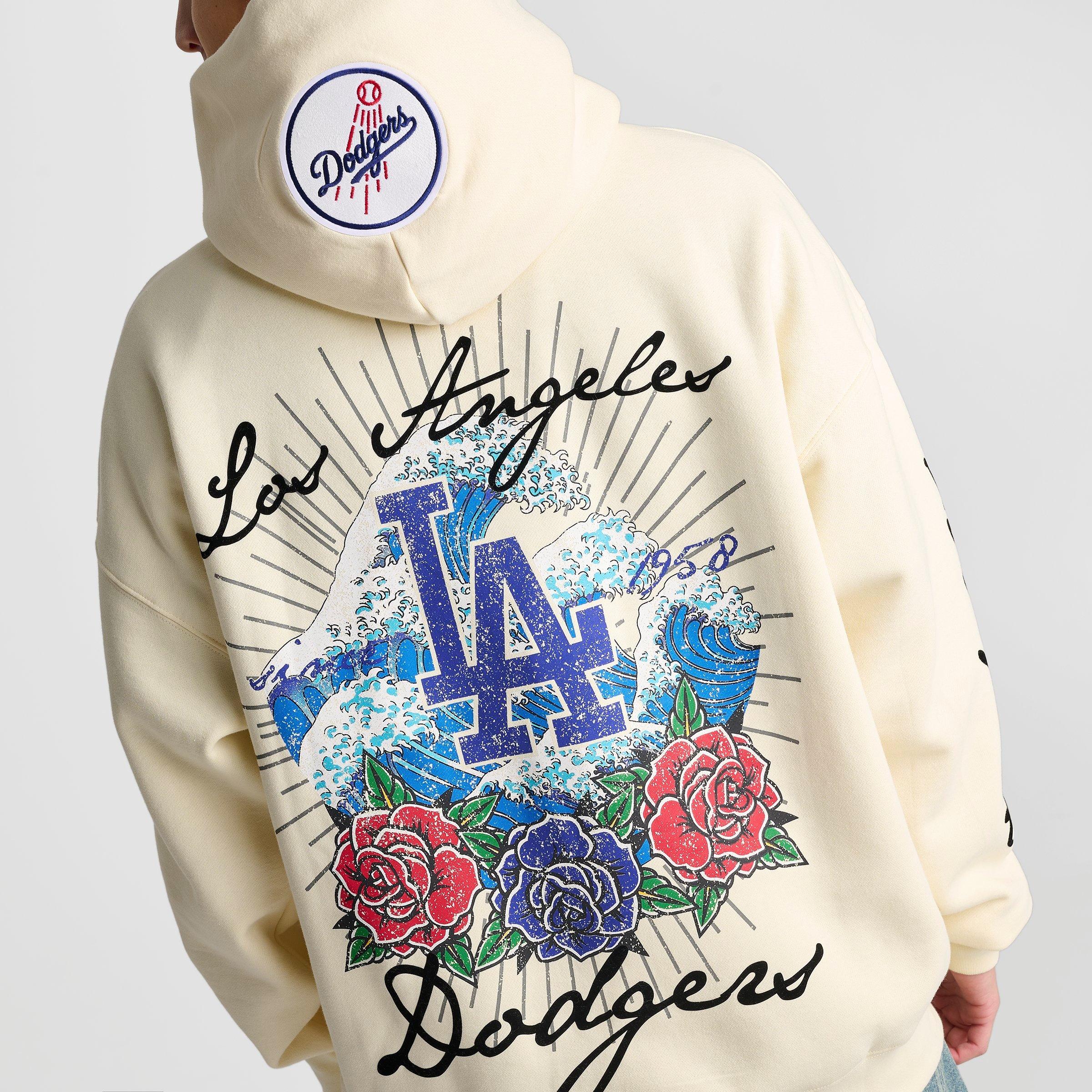 Men's Pro Standard Los Angeles Dodgers MLB Waves and Roses Drop Shoulder Pullover Hoodie