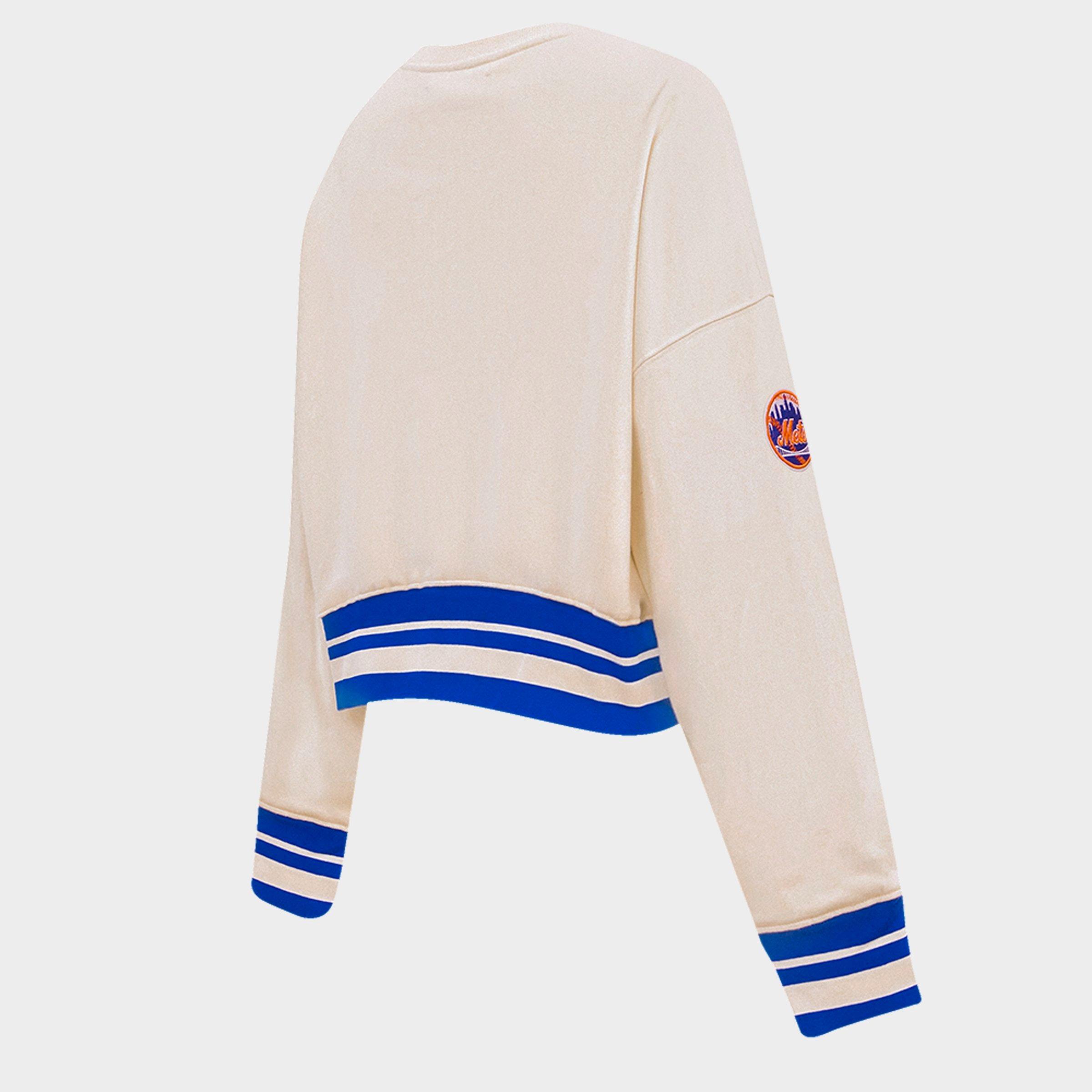 Women's Pro Standard New York Mets MLB Retro Classic Rib Fleece Crewneck Sweatshirt