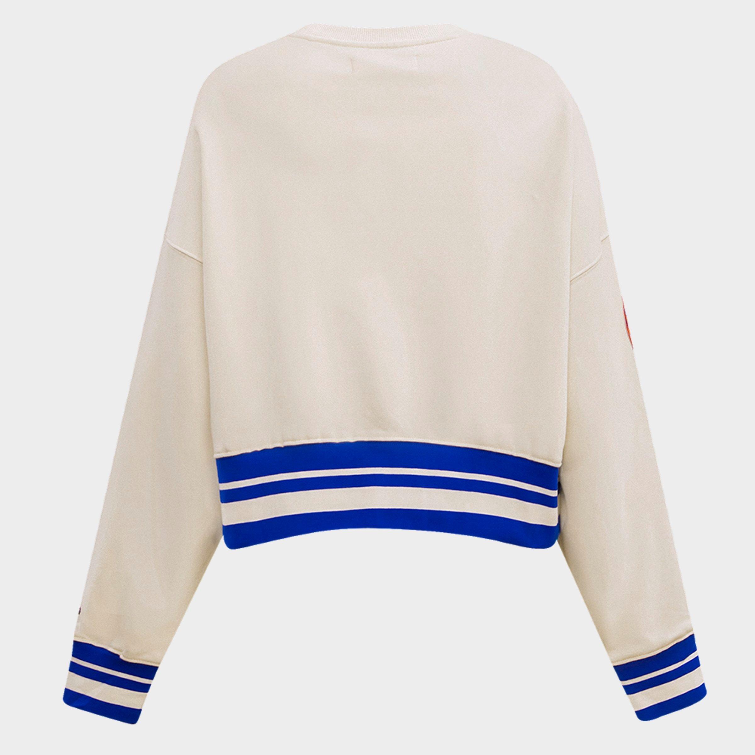 Women's Pro Standard New York Mets MLB Retro Classic Rib Fleece Crewneck Sweatshirt