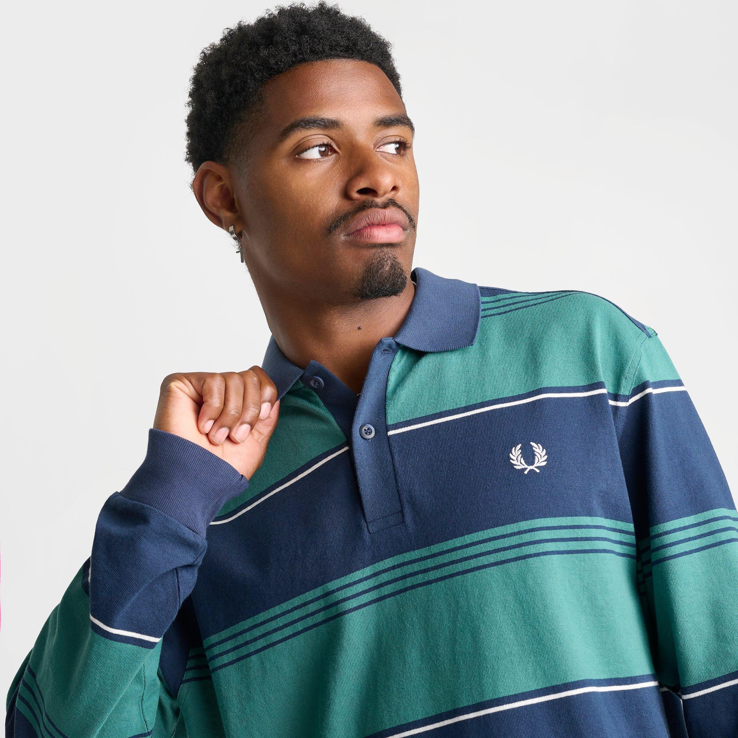 Men's Fred Perry Heavyweight Striped Long-Sleeve Polo Shirt