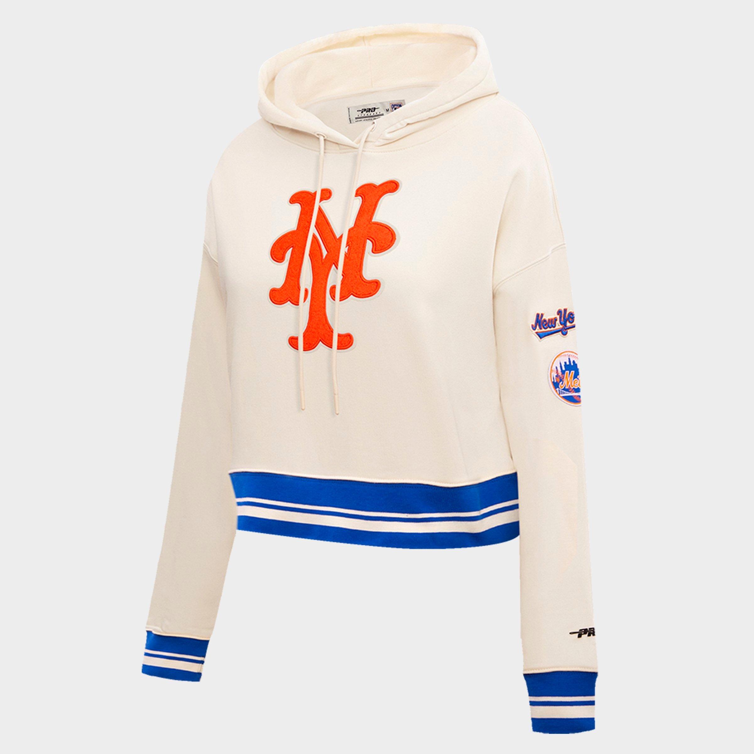Women's Pro Standard New York Mets MLB Retro Classic Fleece Cropped Pullover Hoodie