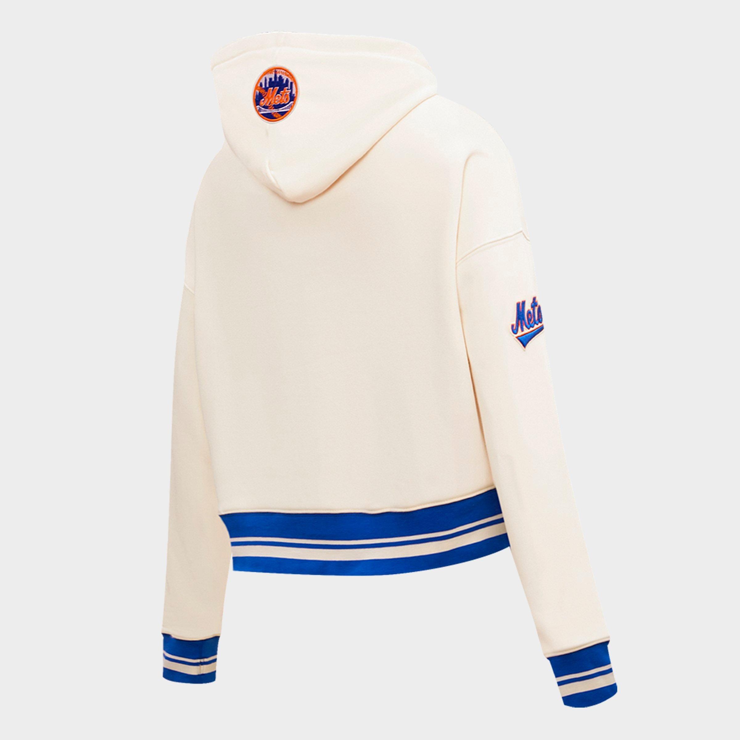 Women's Pro Standard New York Mets MLB Retro Classic Fleece Cropped Pullover Hoodie
