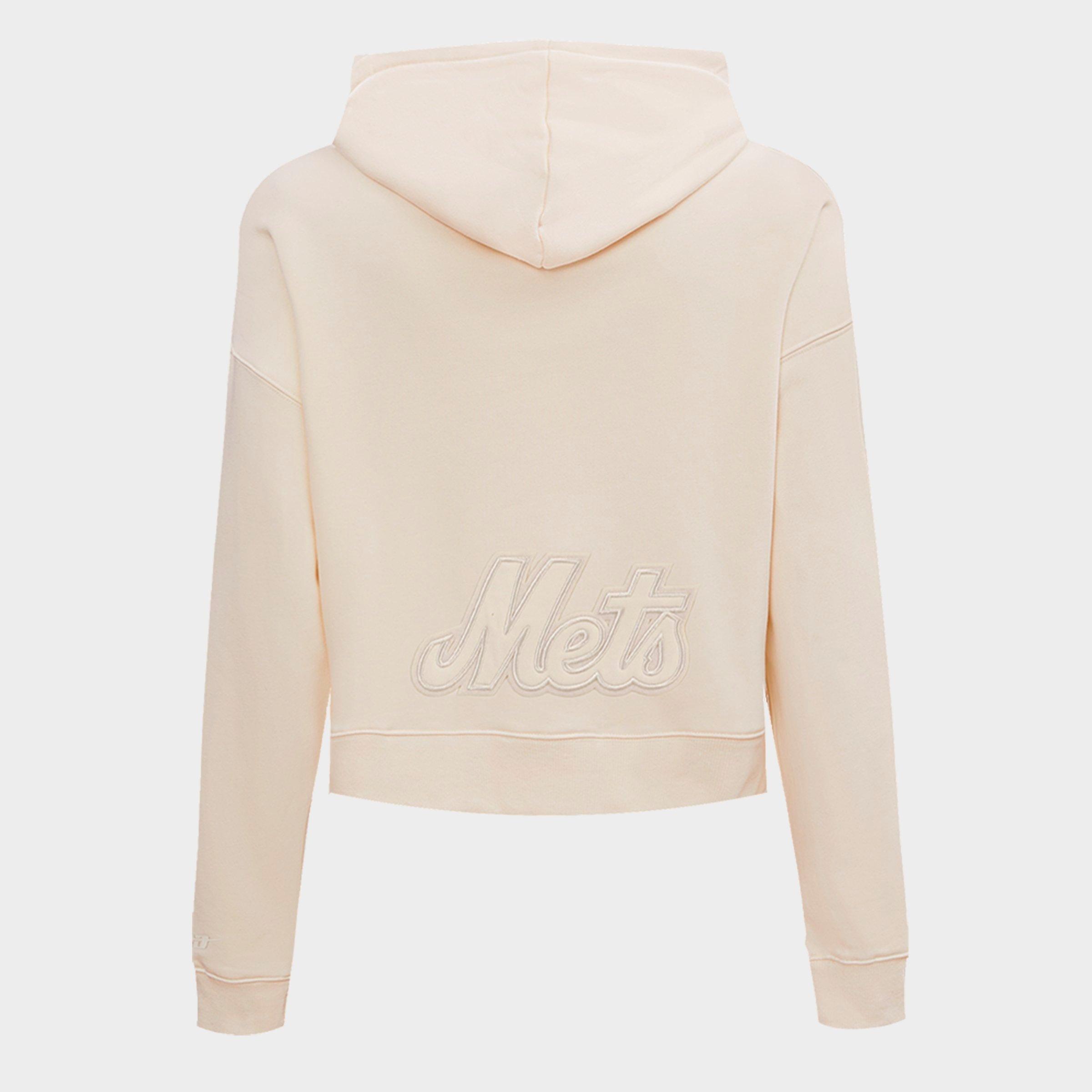 Women's Pro Standard New York Mets MLB Neutral Fleece Cropped Pullover Hoodie