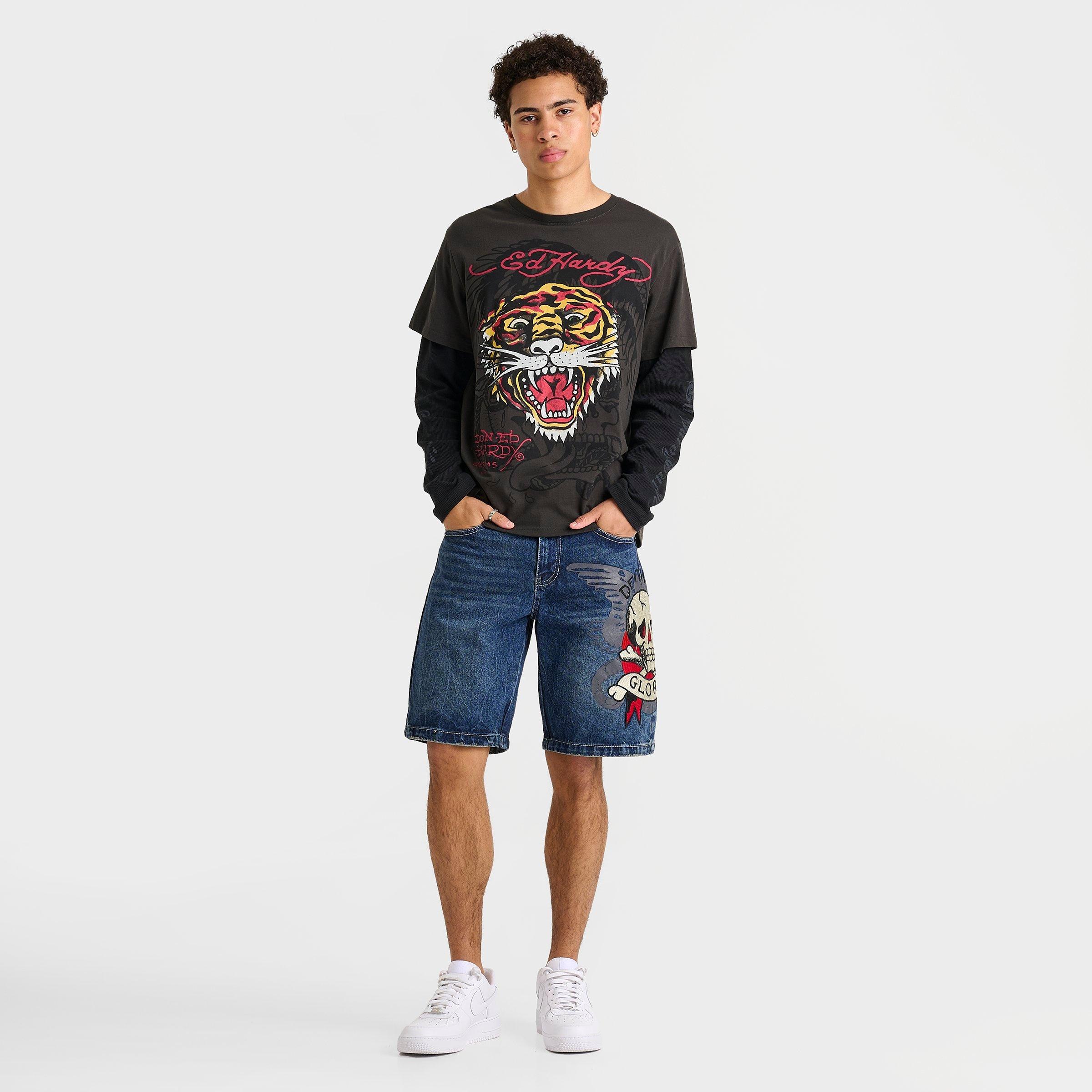 Men's Ed Hardy Death or Glory Denim Shorts