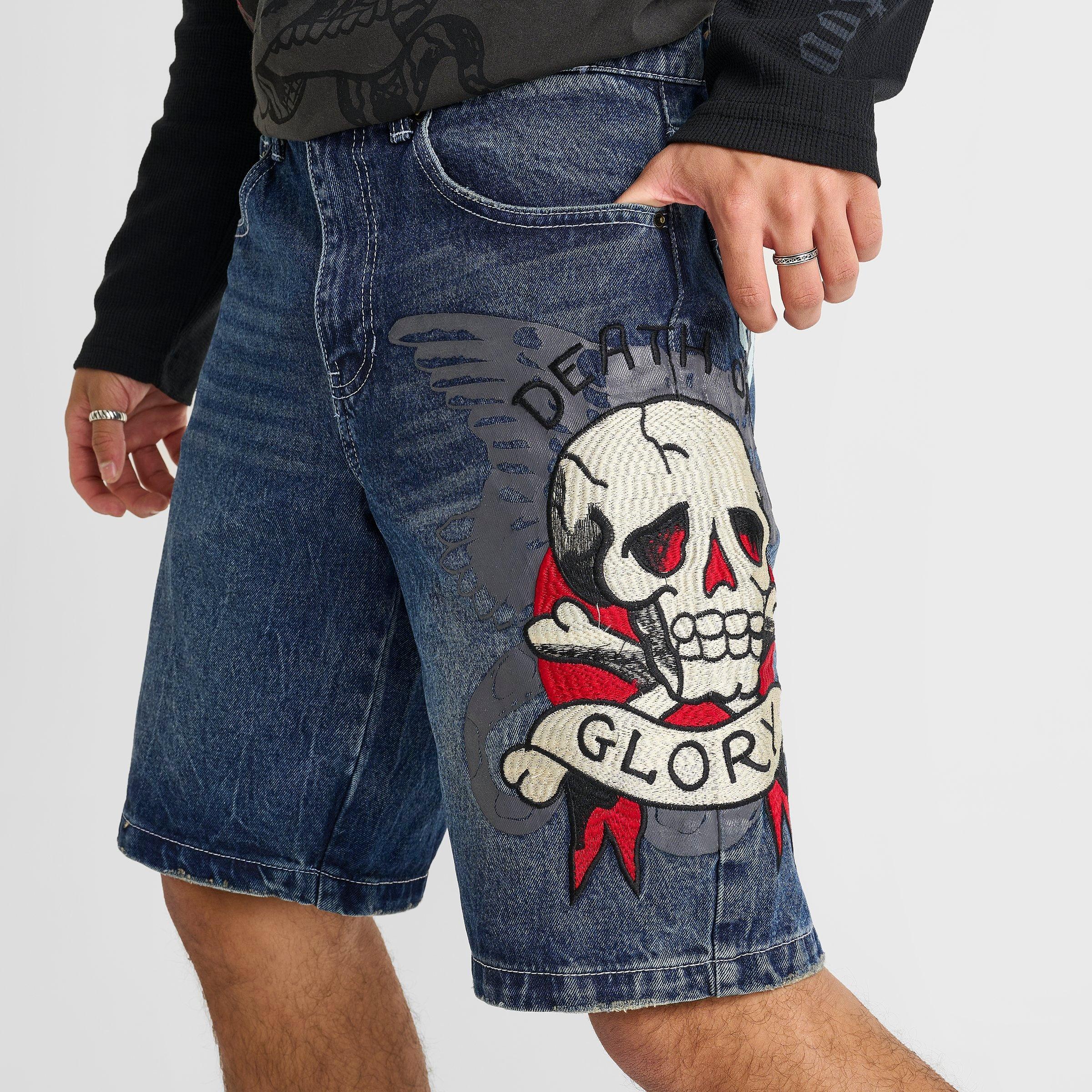 Men's Ed Hardy Death or Glory Denim Shorts