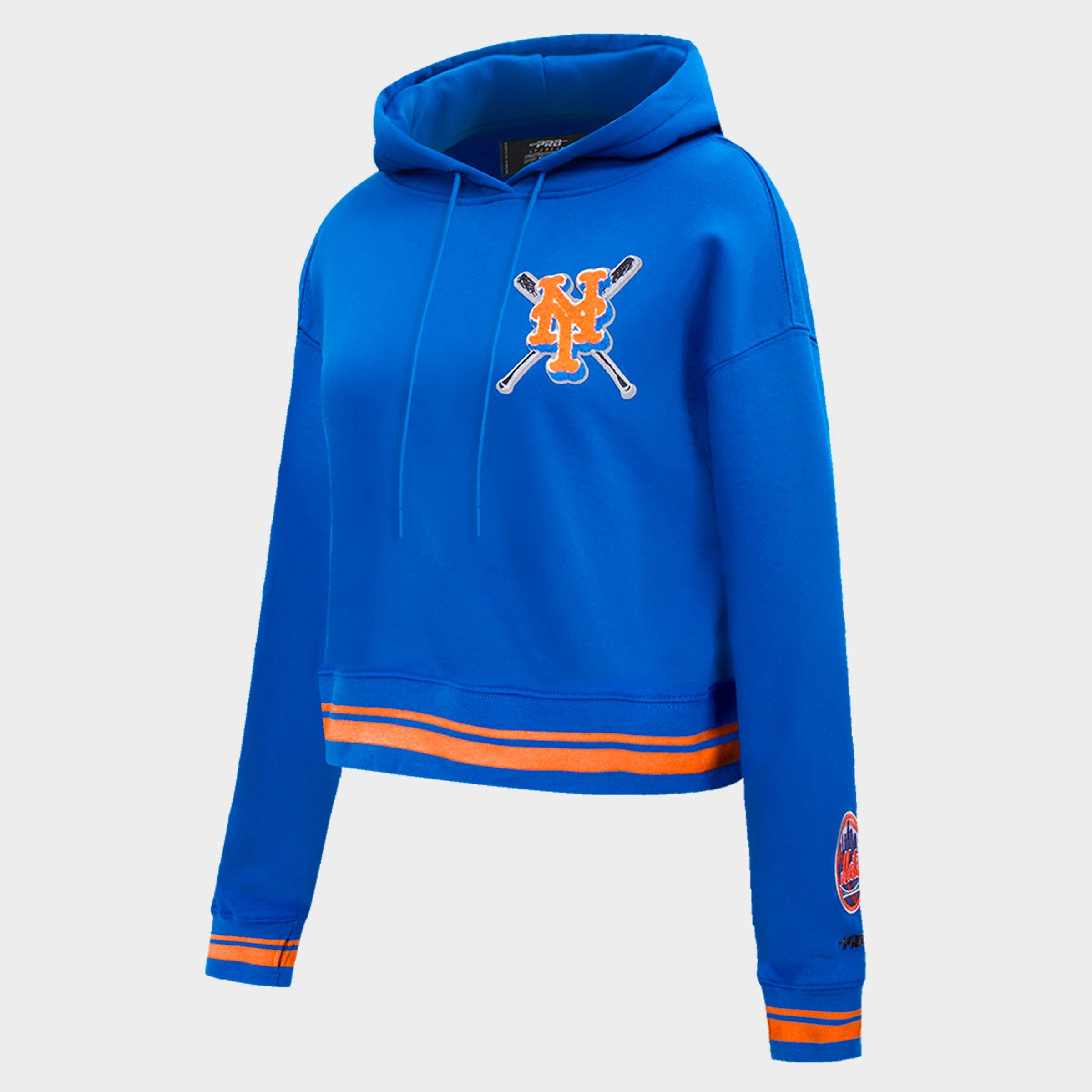 Women's Pro Standard New York Mets MLB Mashup Rib Cropped Pullover Hoodie