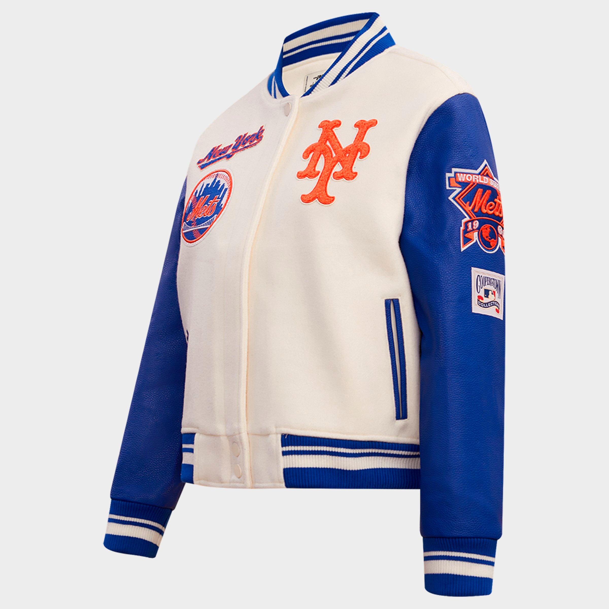 Women's Pro Standard New York Mets MLB Mash Up Rib Wool Varsity Jacket