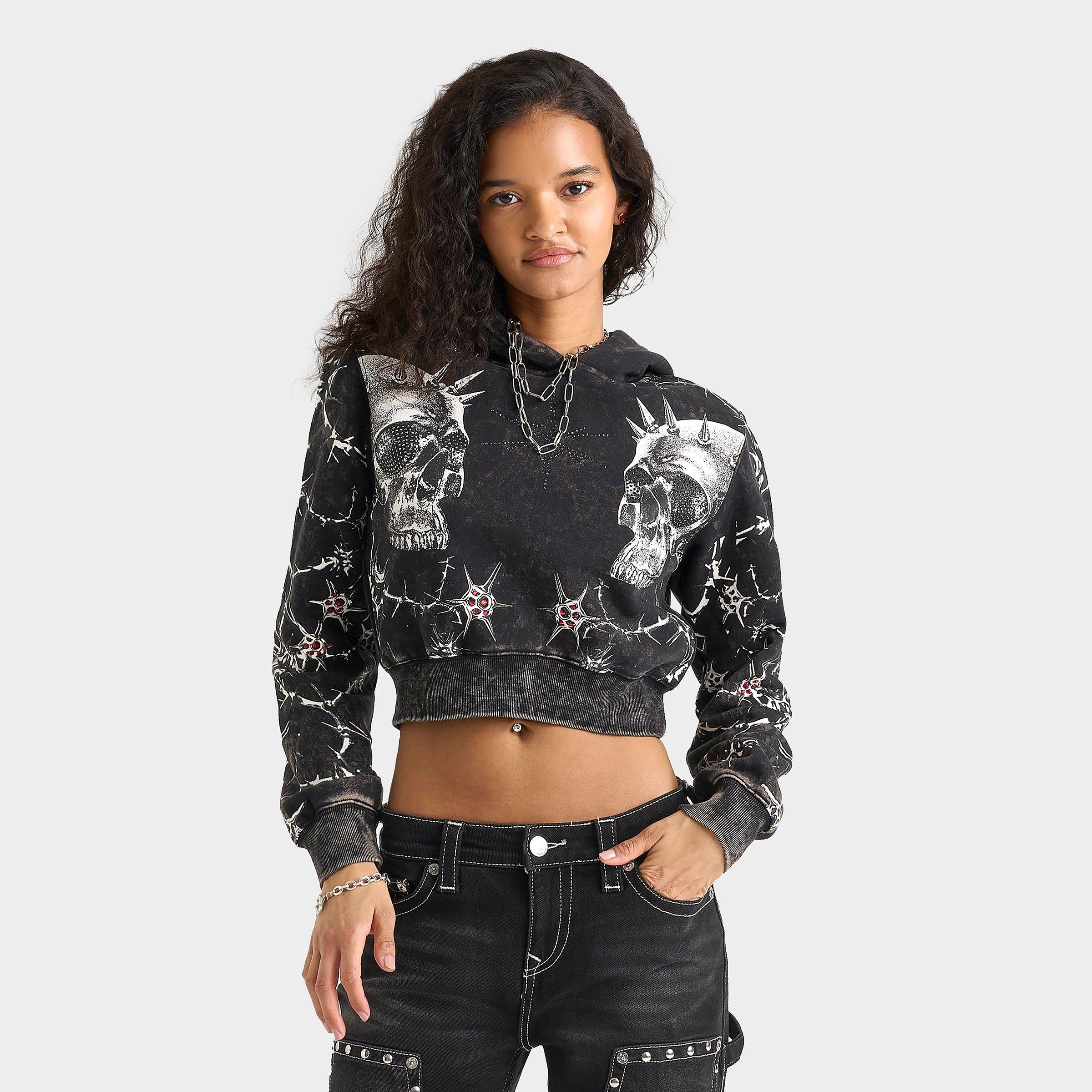 Women's Smoke Rise Amber Skull Cropped Fleece Hoodie