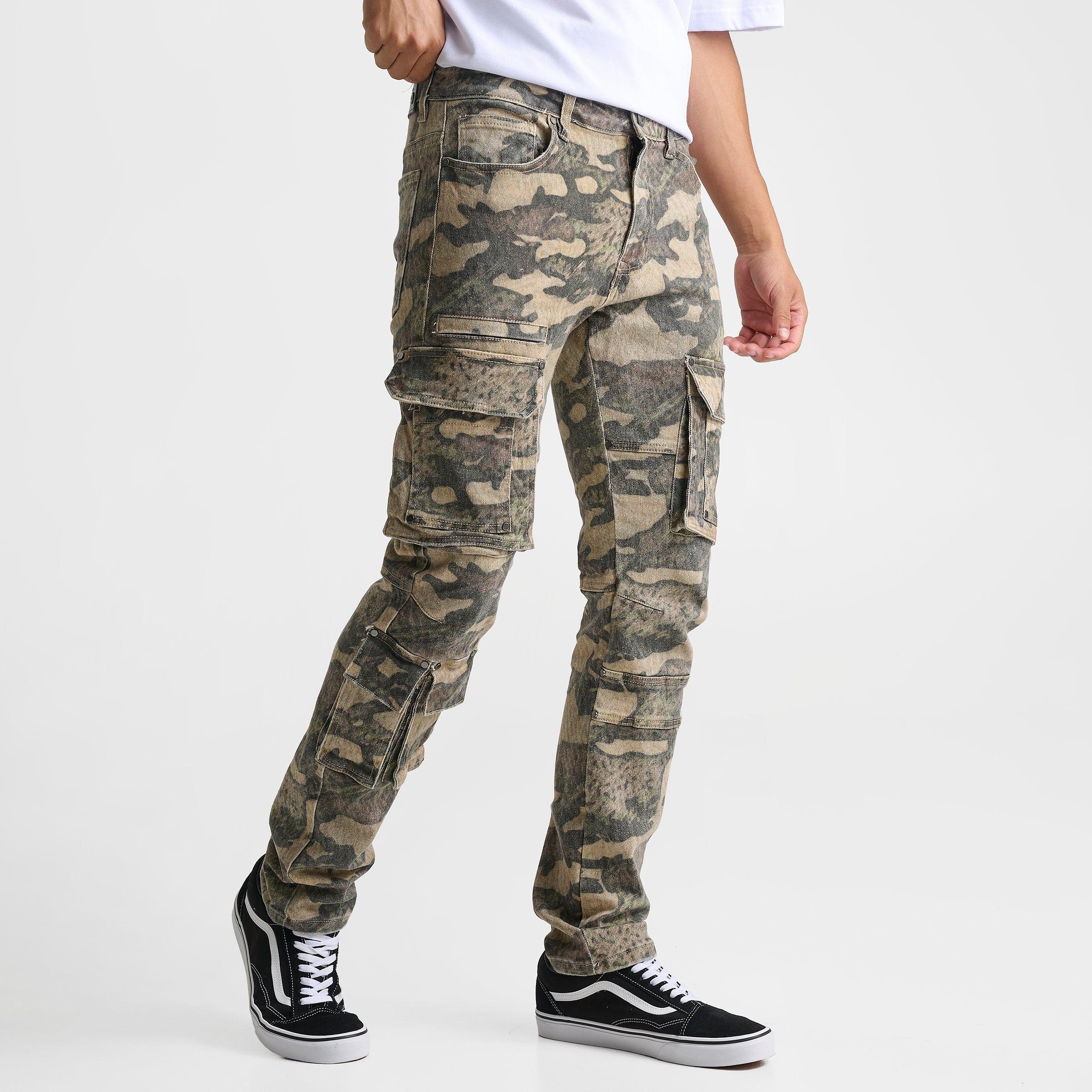 Men's Smoke Rise Camouflage Utility Cargo Denim Jeans