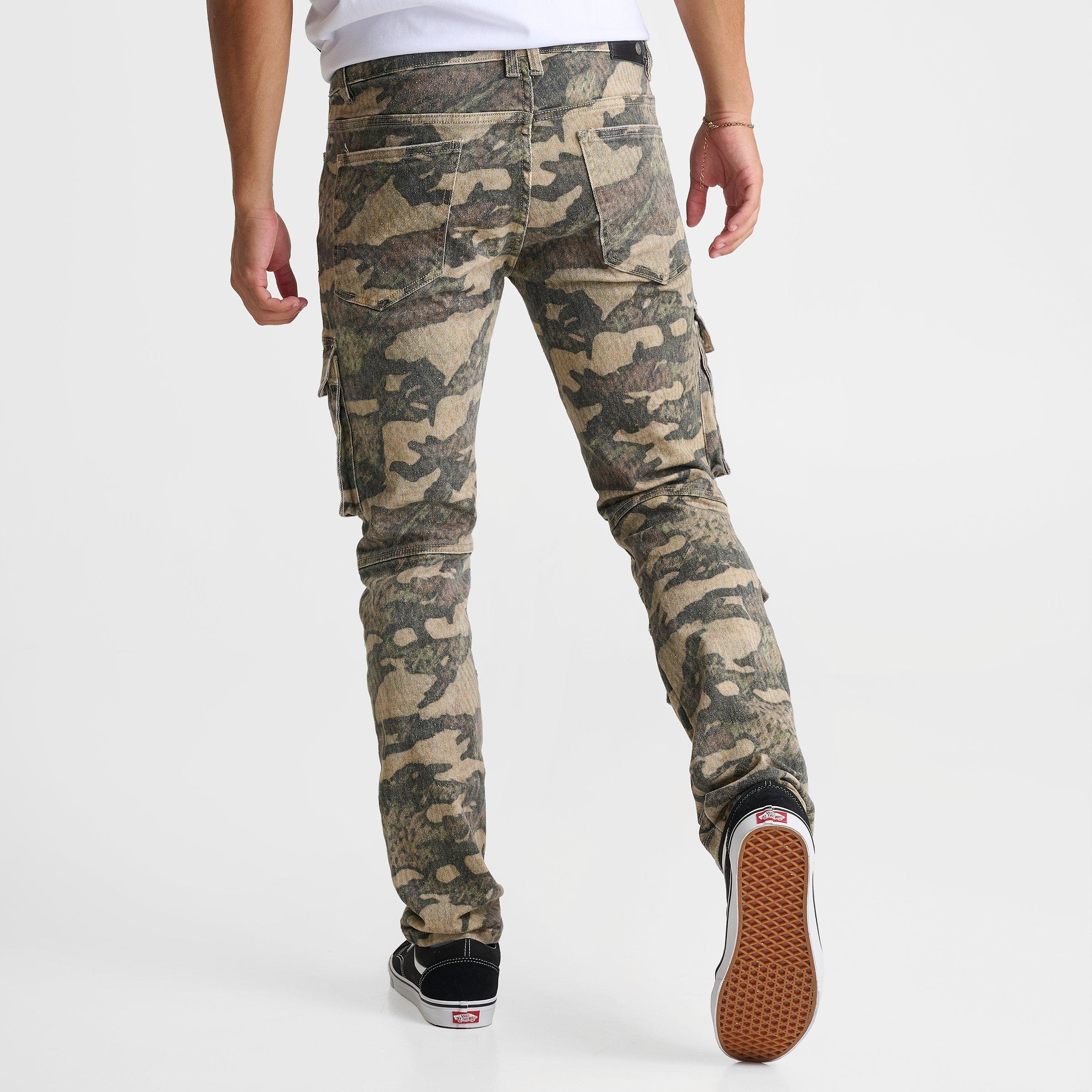 Men's Smoke Rise Camouflage Utility Cargo Denim Jeans