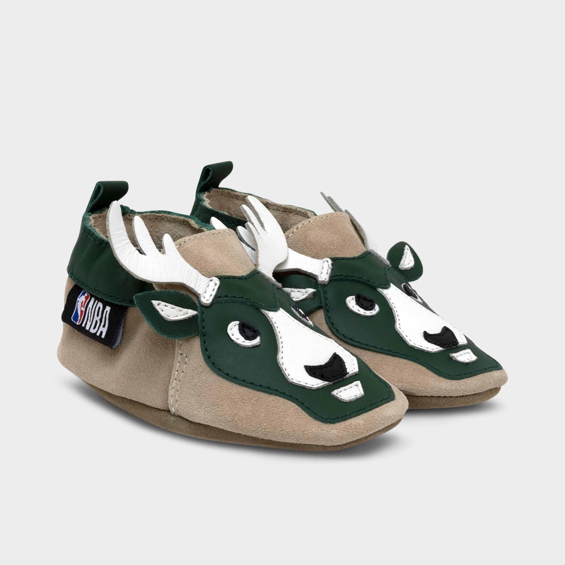 Infant Robeez Milwaukee Bucks NBA Fear The Deer Soft Sole Casual Shoes