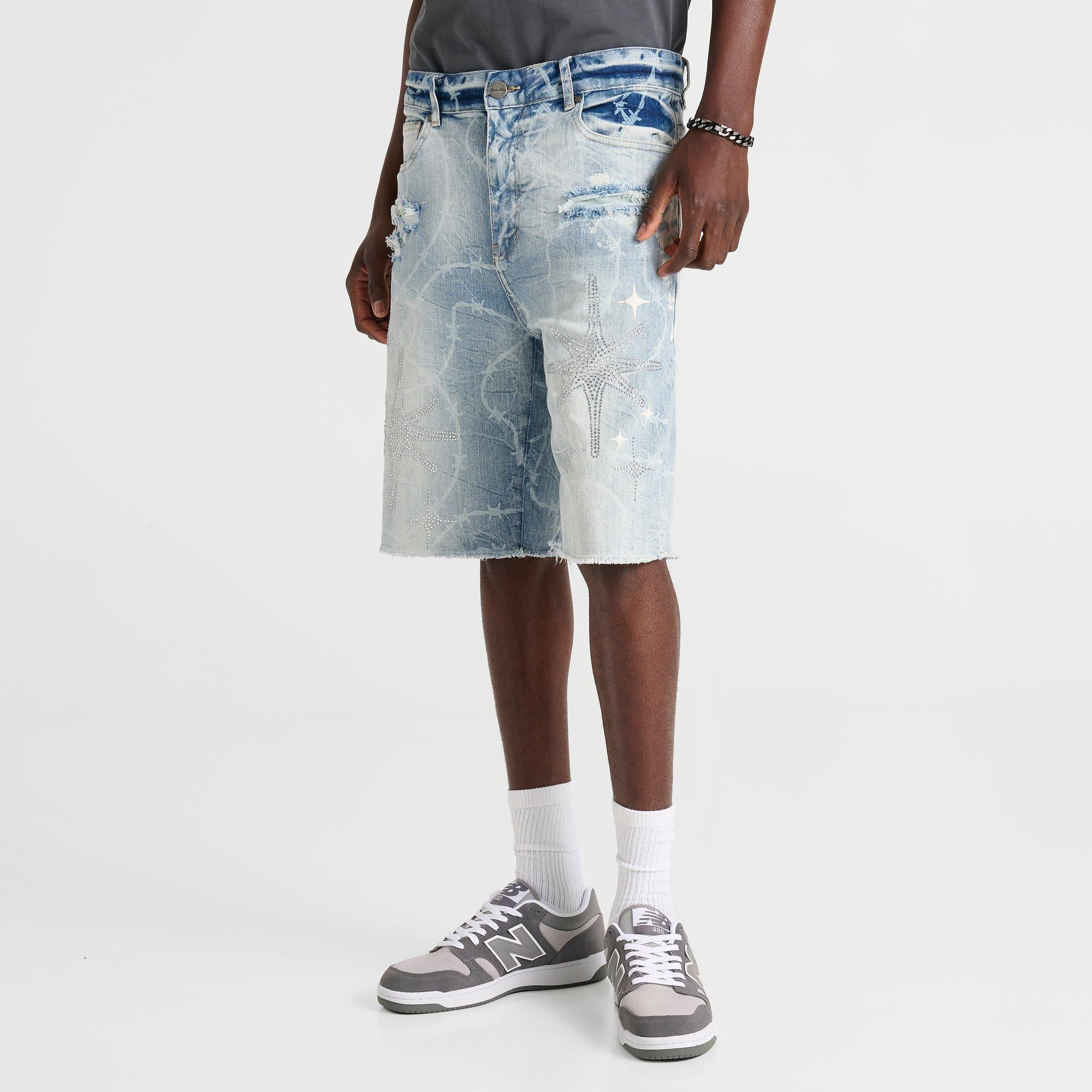 Men's Smoke Rise Washed Rhinestone Denim Shorts