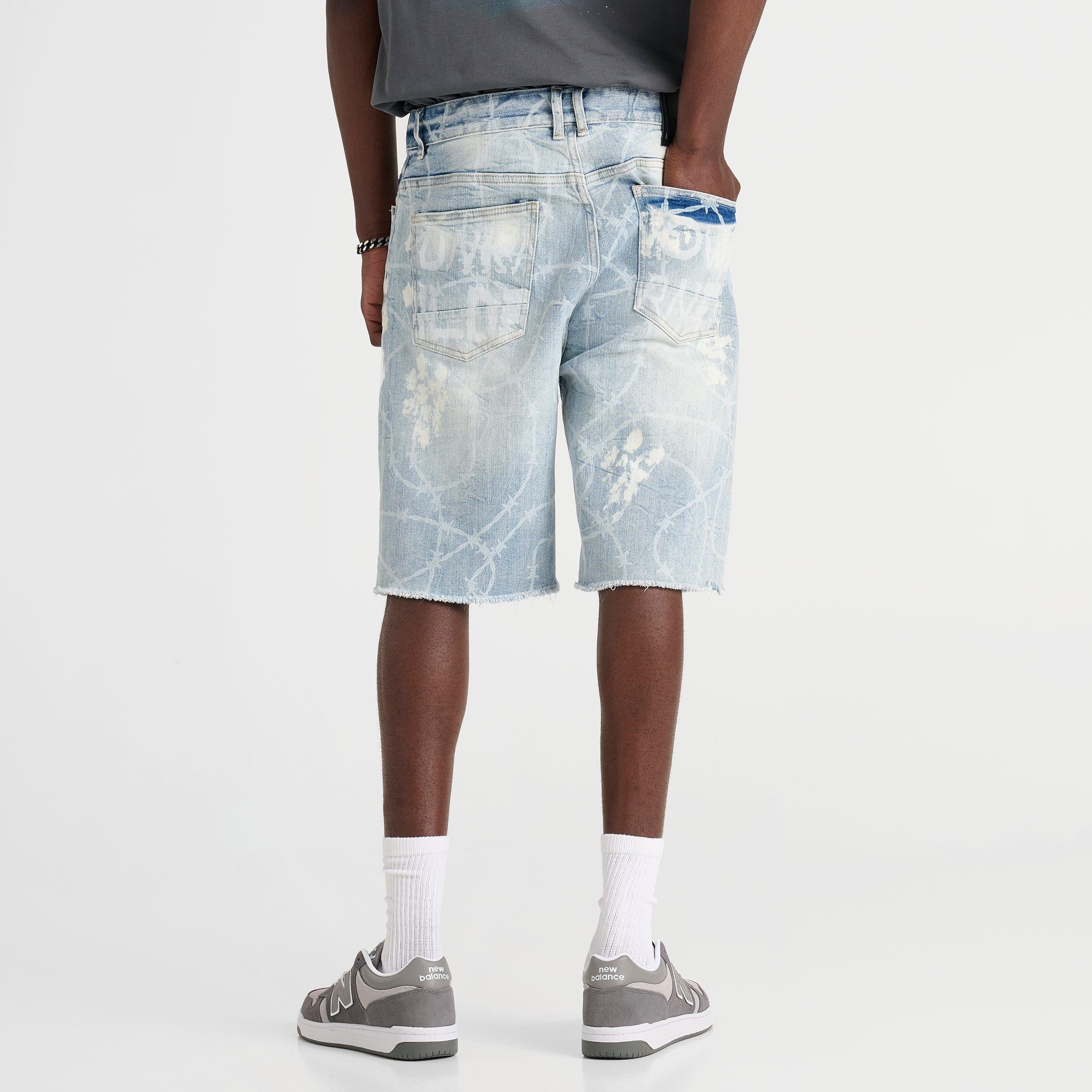 Men's Smoke Rise Washed Rhinestone Denim Shorts