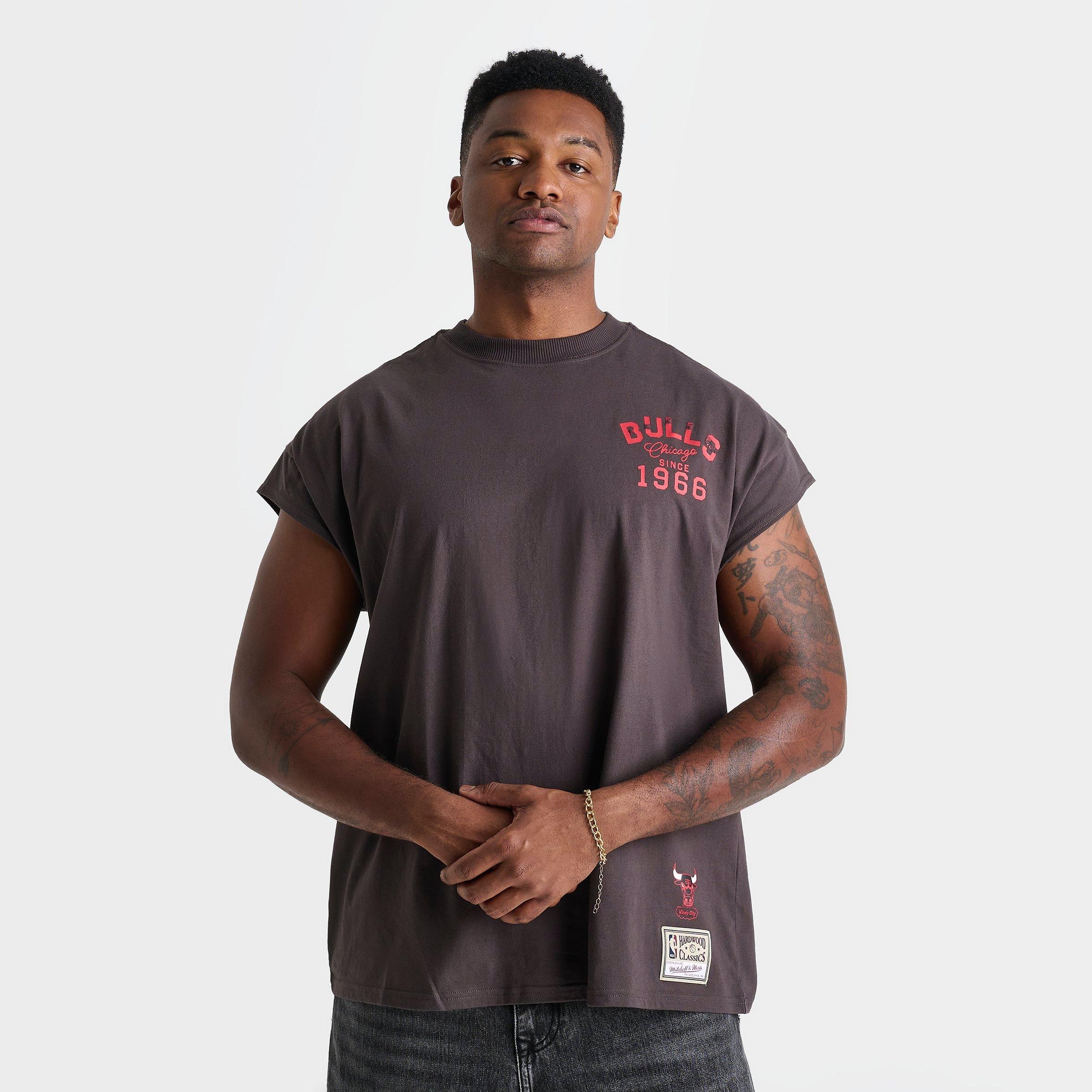 Men's Mitchell & Ness Chicago Bulls NBA Staggered Zap Cut-Off Top