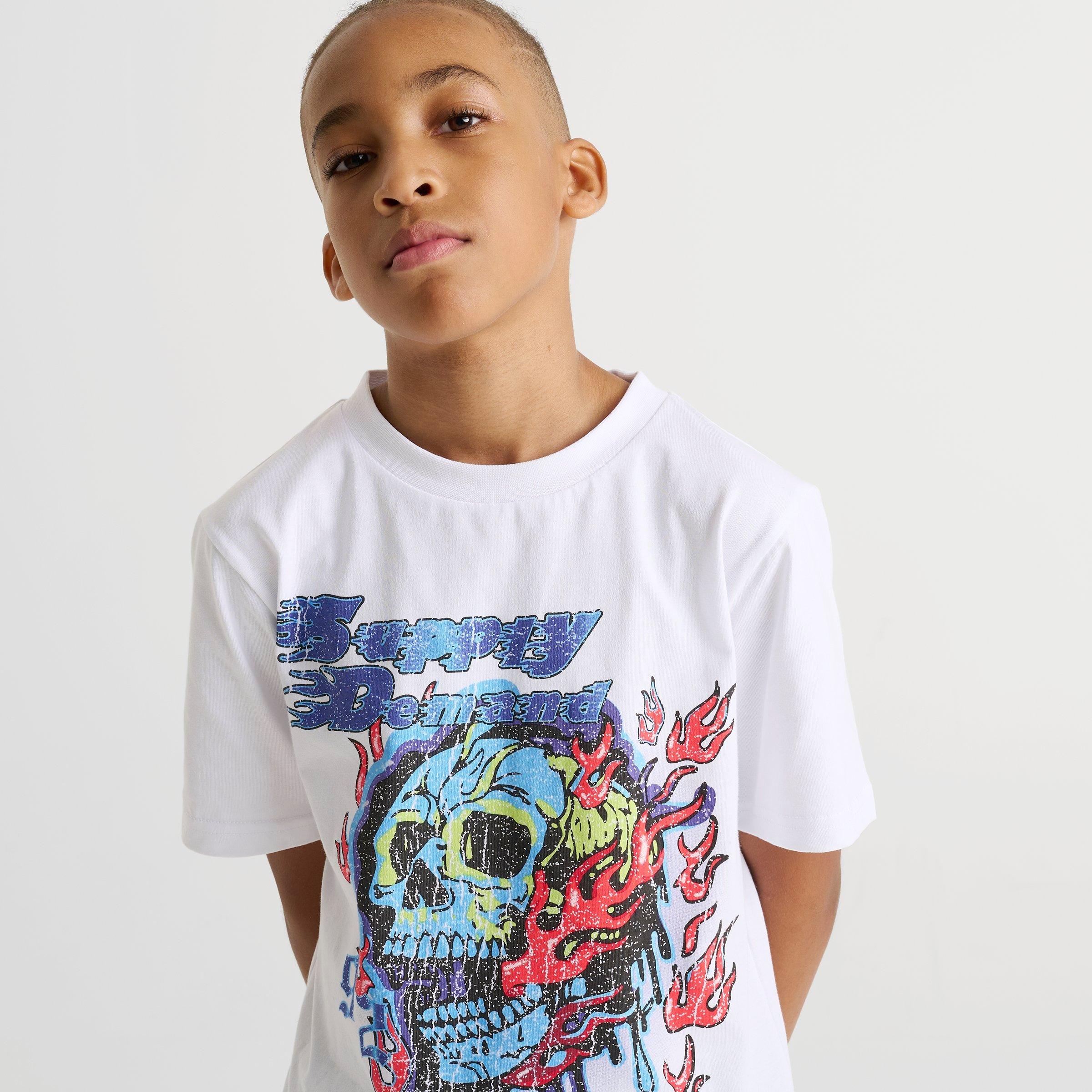 Kids' Supply & Demand Flaming Skull Graphic T-Shirt