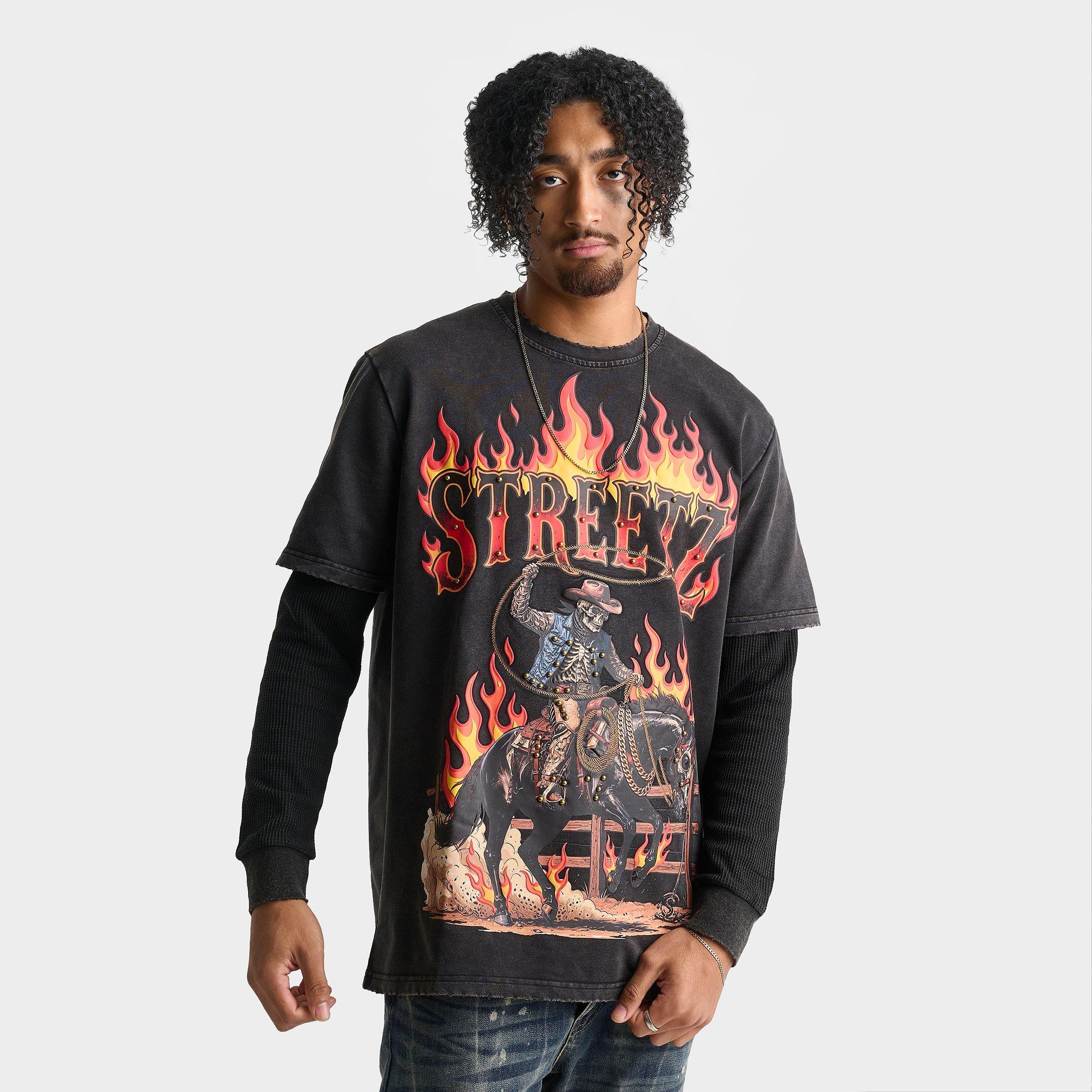 Men's Streetz Is Watchin Rodeo 2Fer Layered Long-Sleeve T-Shirt