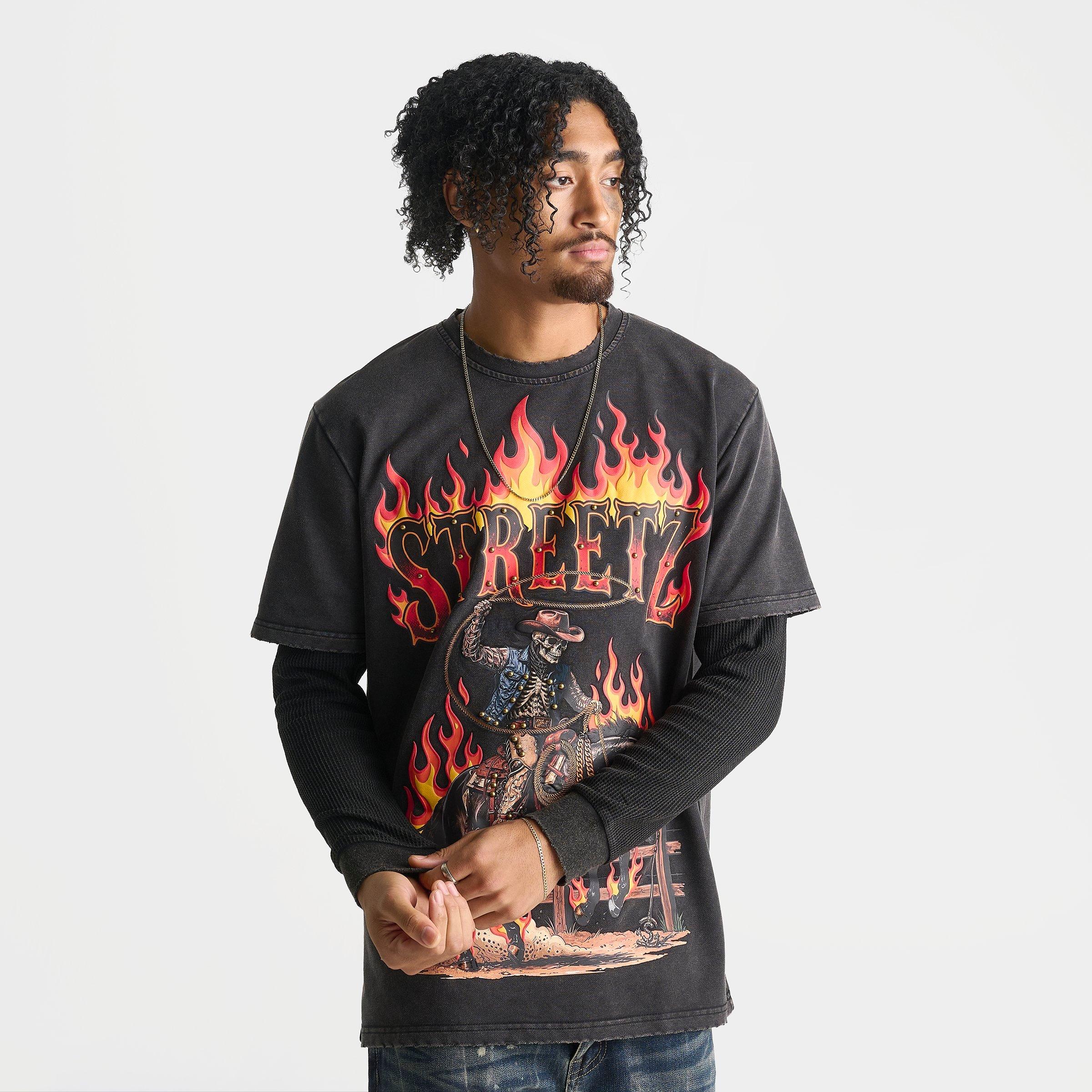 Men's Streetz Is Watchin Rodeo 2Fer Layered Long-Sleeve T-Shirt