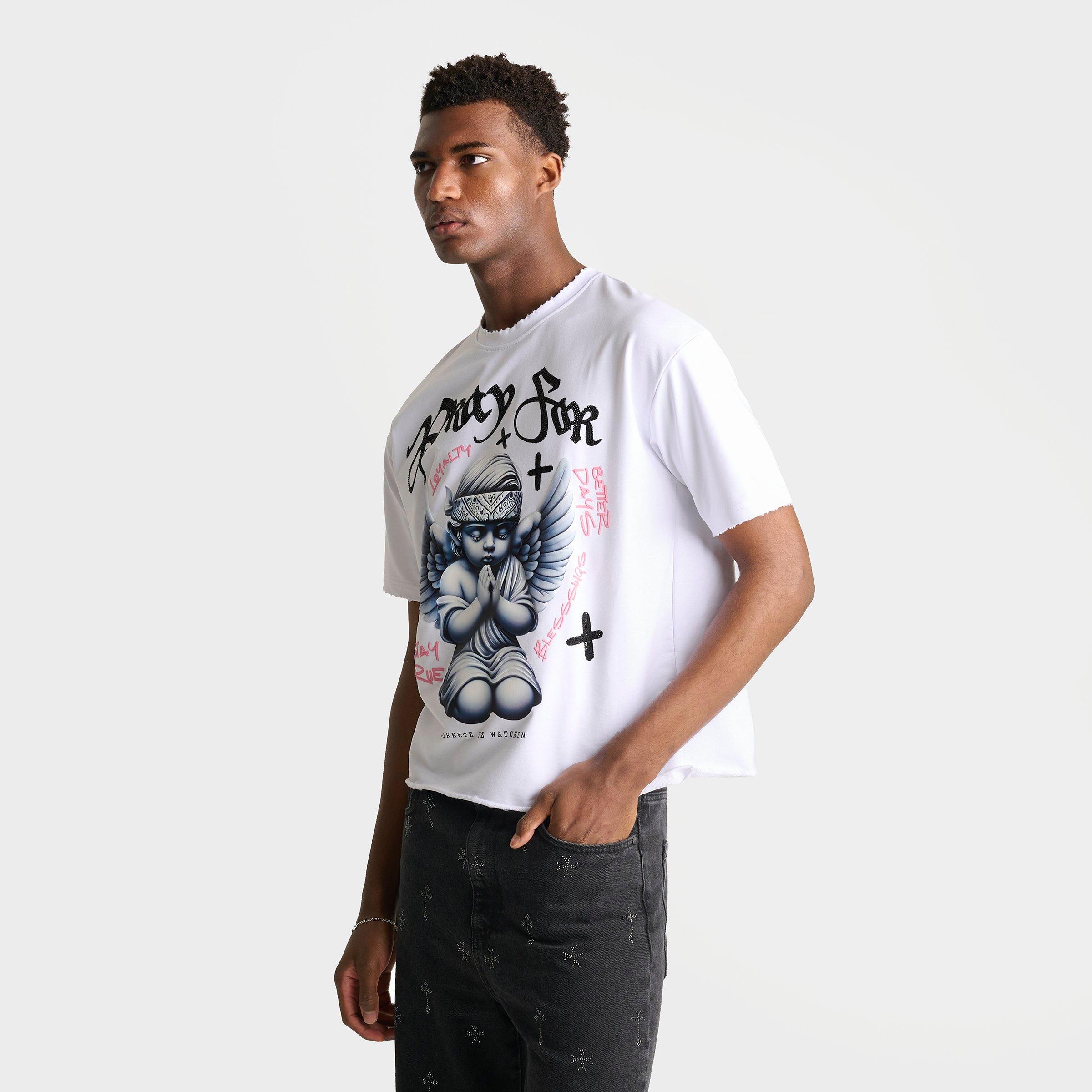 Men's Streetz Is Watchin Pray For Better Cropped T-Shirt