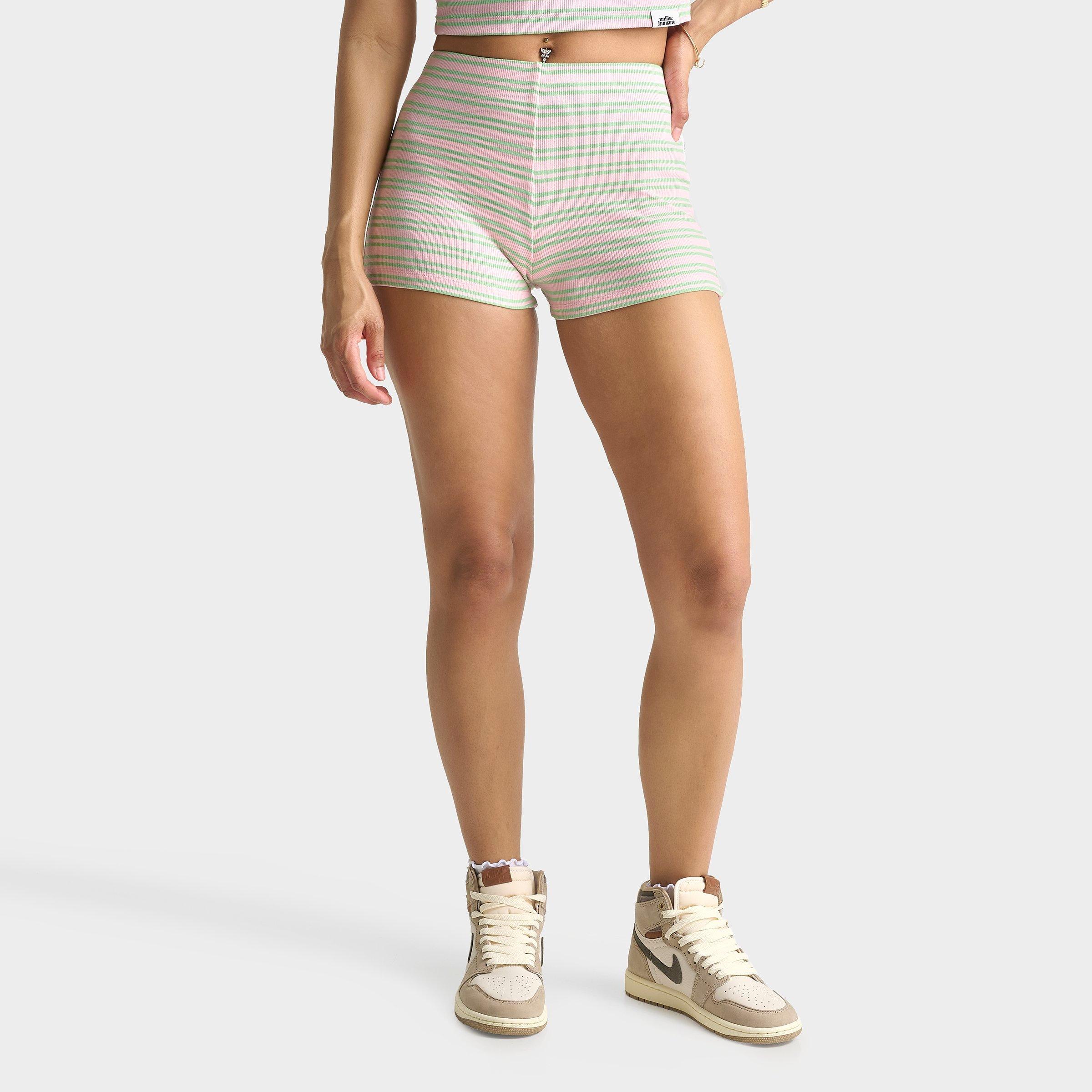 Women's Unlike Humans Ribbed Striped Mini Shorts