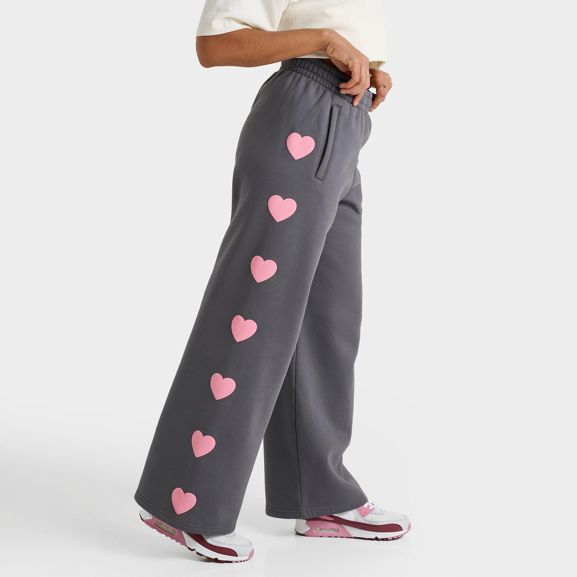 Women's Unlike Humans Heart Wide-Leg Fleece Jogger Pants | JD Sports