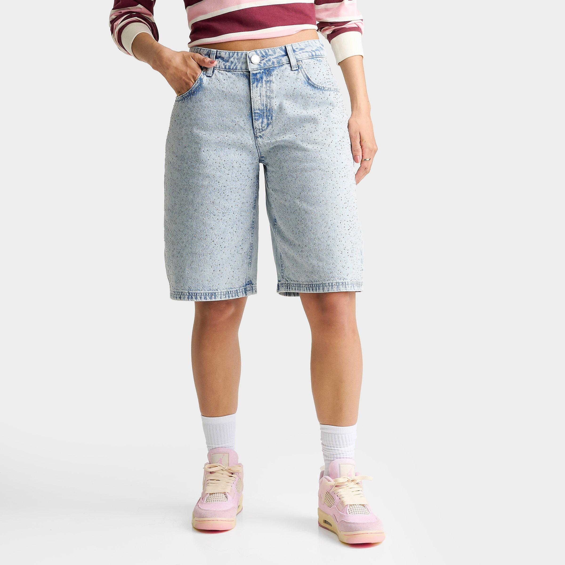 Women's Unlike Humans Rhinestone Denim Jorts