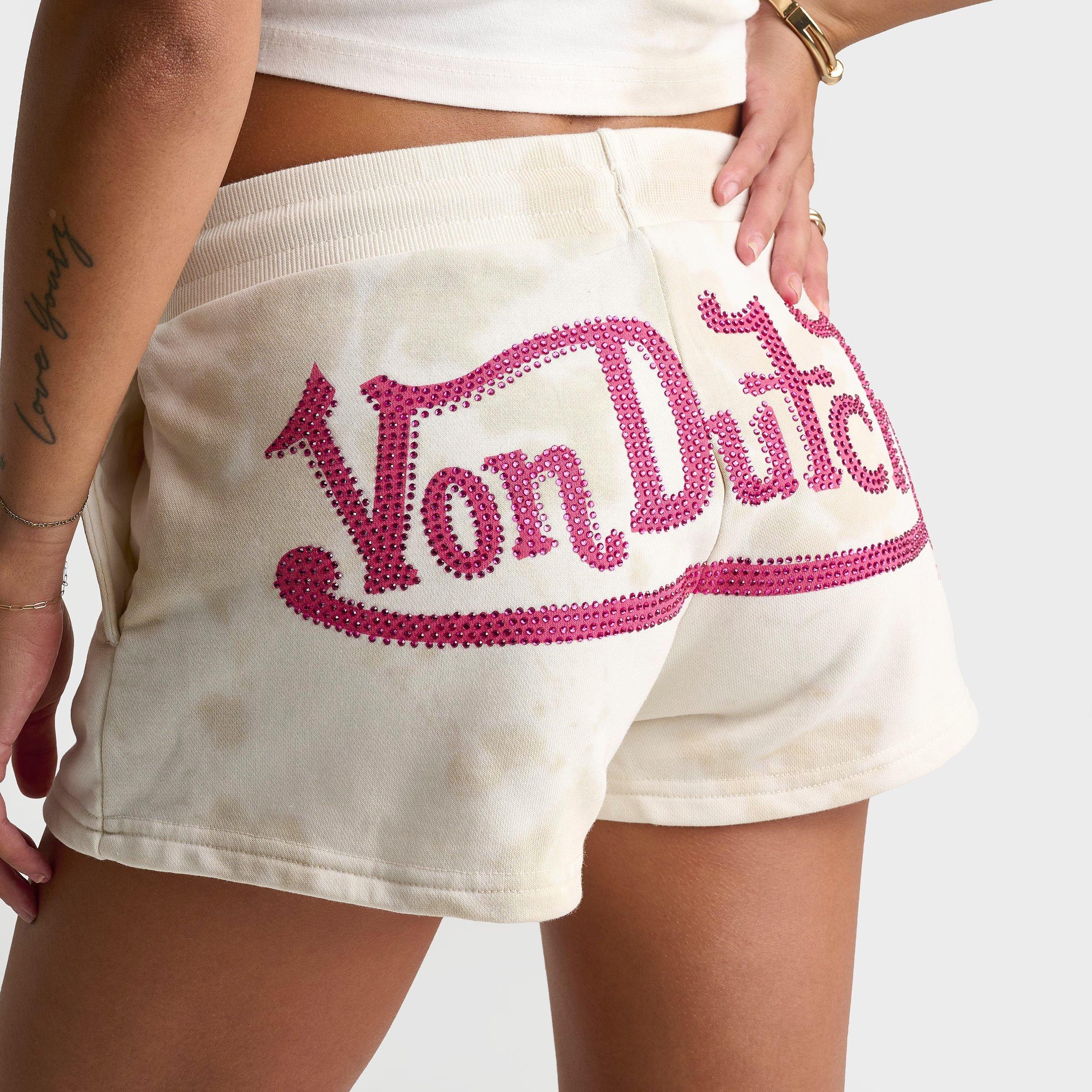Women's Von Dutch Rhinestone Logo Fleece Shorts