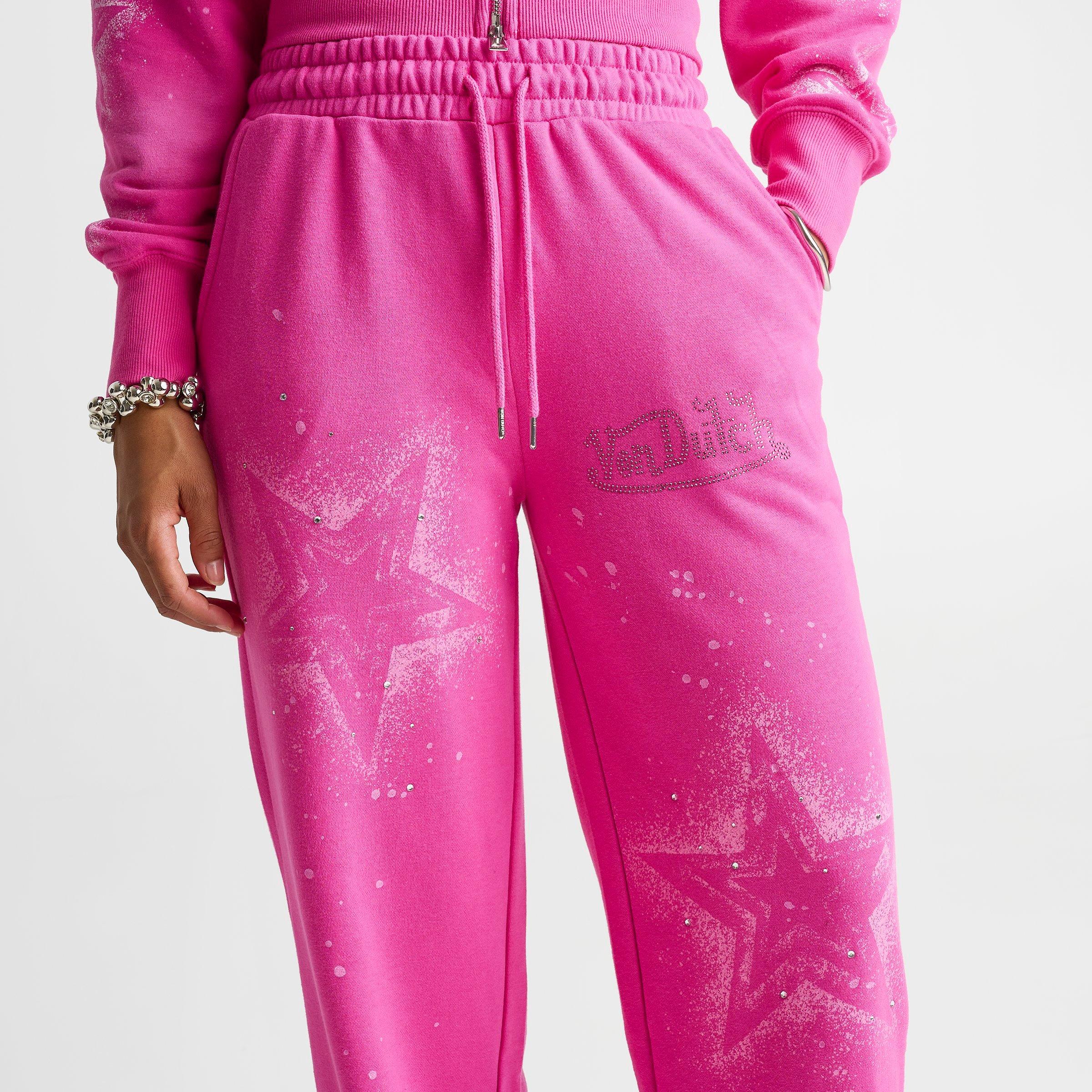 Women's Von Dutch Spray Paint Star Mid-Rise Wide-Leg Sweatpants