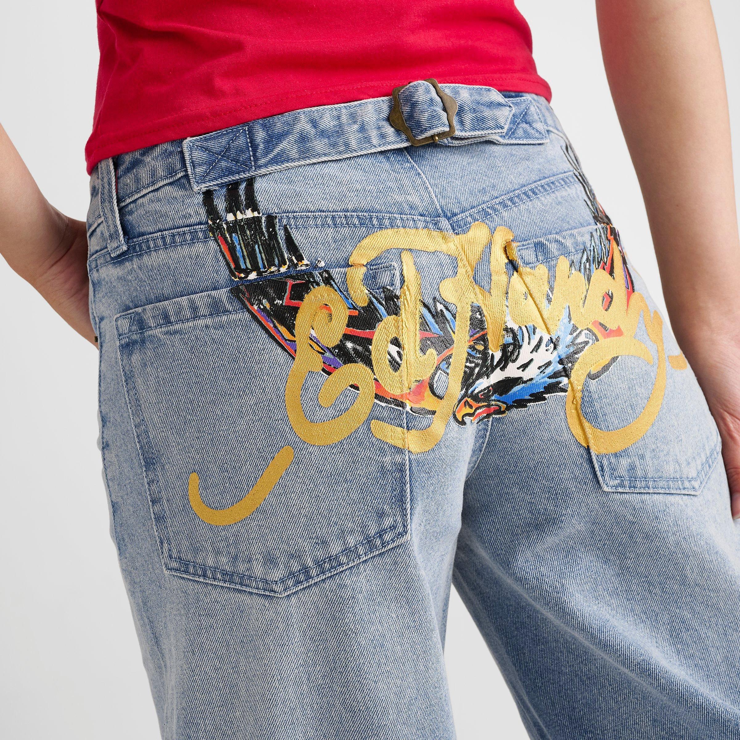Women's Ed Hardy Rhinestone Phoenix Eagle Baggy Jeans